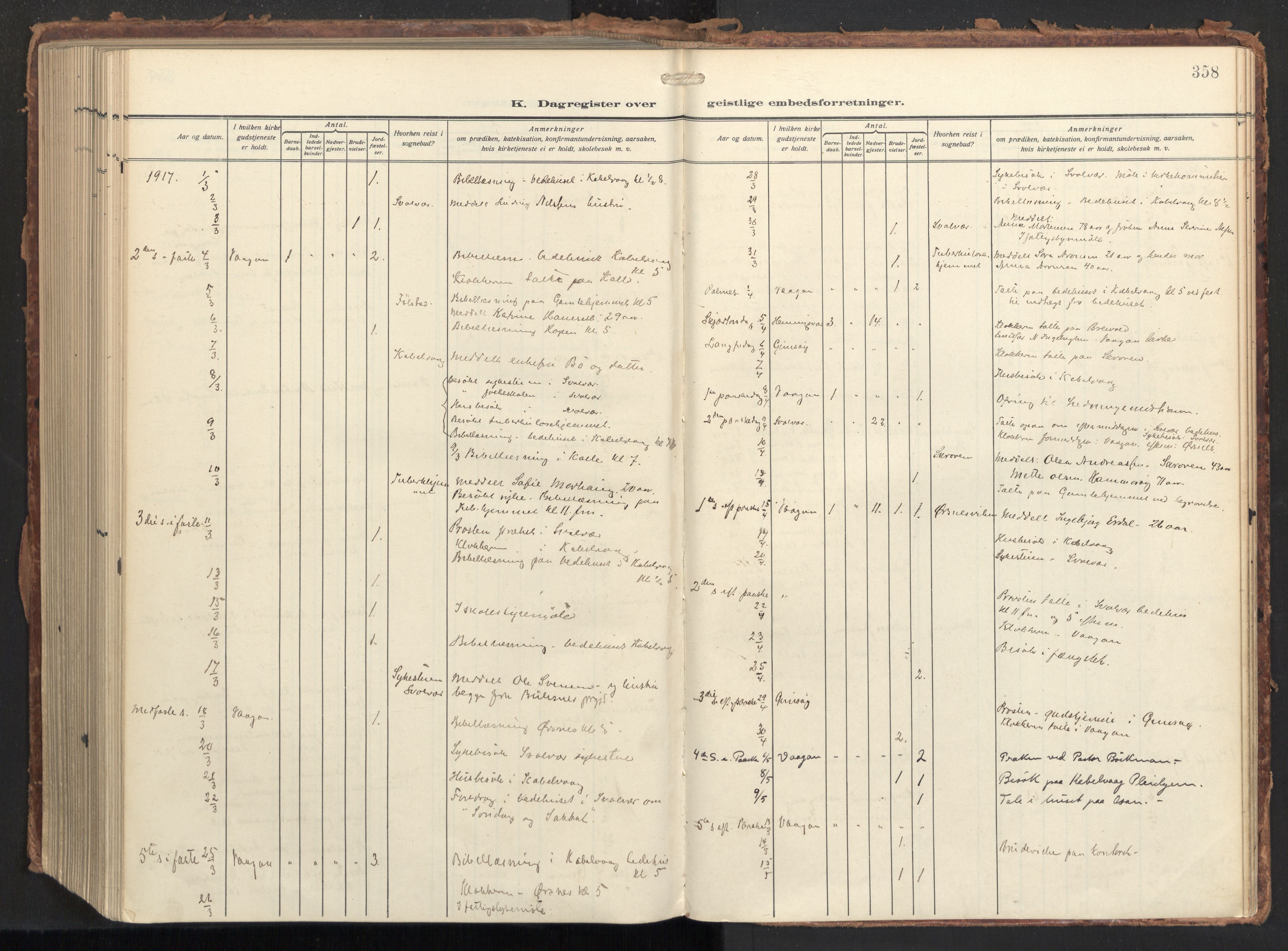 Ministerialprotokoller, klokkerbøker og fødselsregistre - Nordland, AV/SAT-A-1459/874/L1064: Parish register (official) no. 874A08, 1915-1926, p. 358