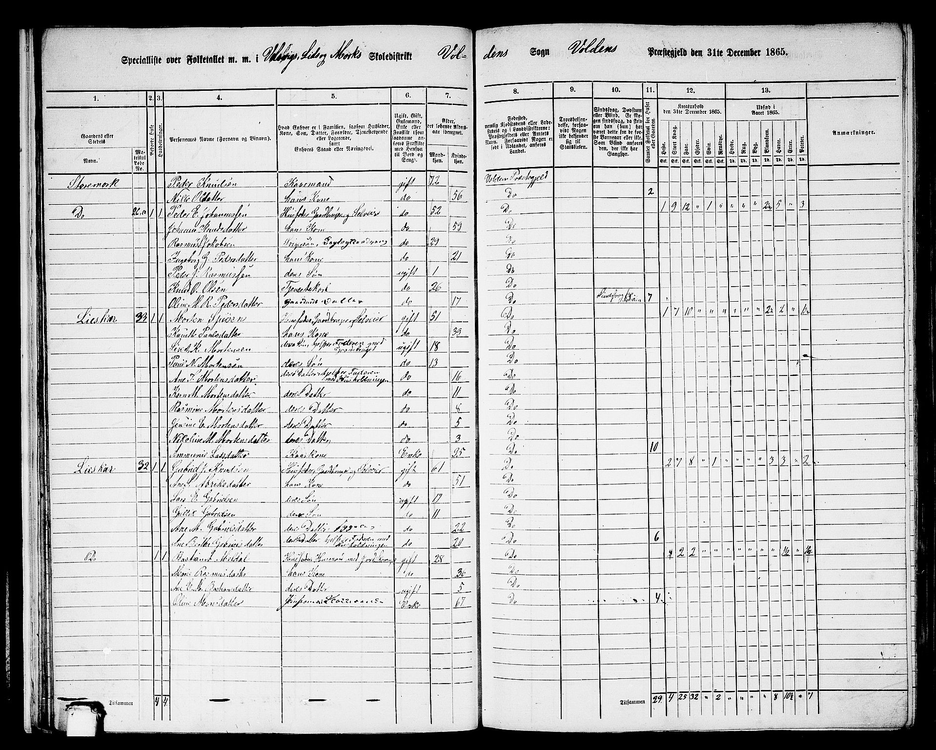 RA, 1865 census for Volda, 1865, p. 23