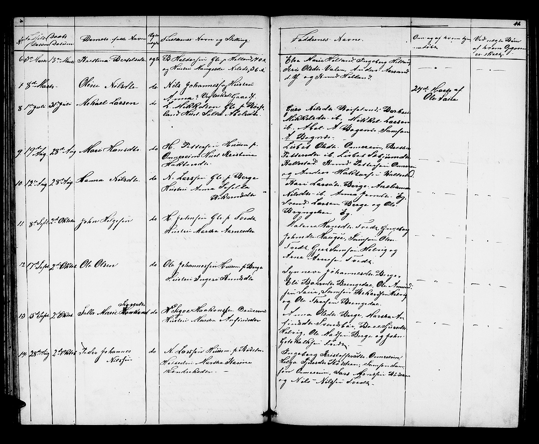 Husnes Sokneprestembete, SAB/A-75901/H/Hab: Parish register (copy) no. A 1, 1856-1880, p. 41