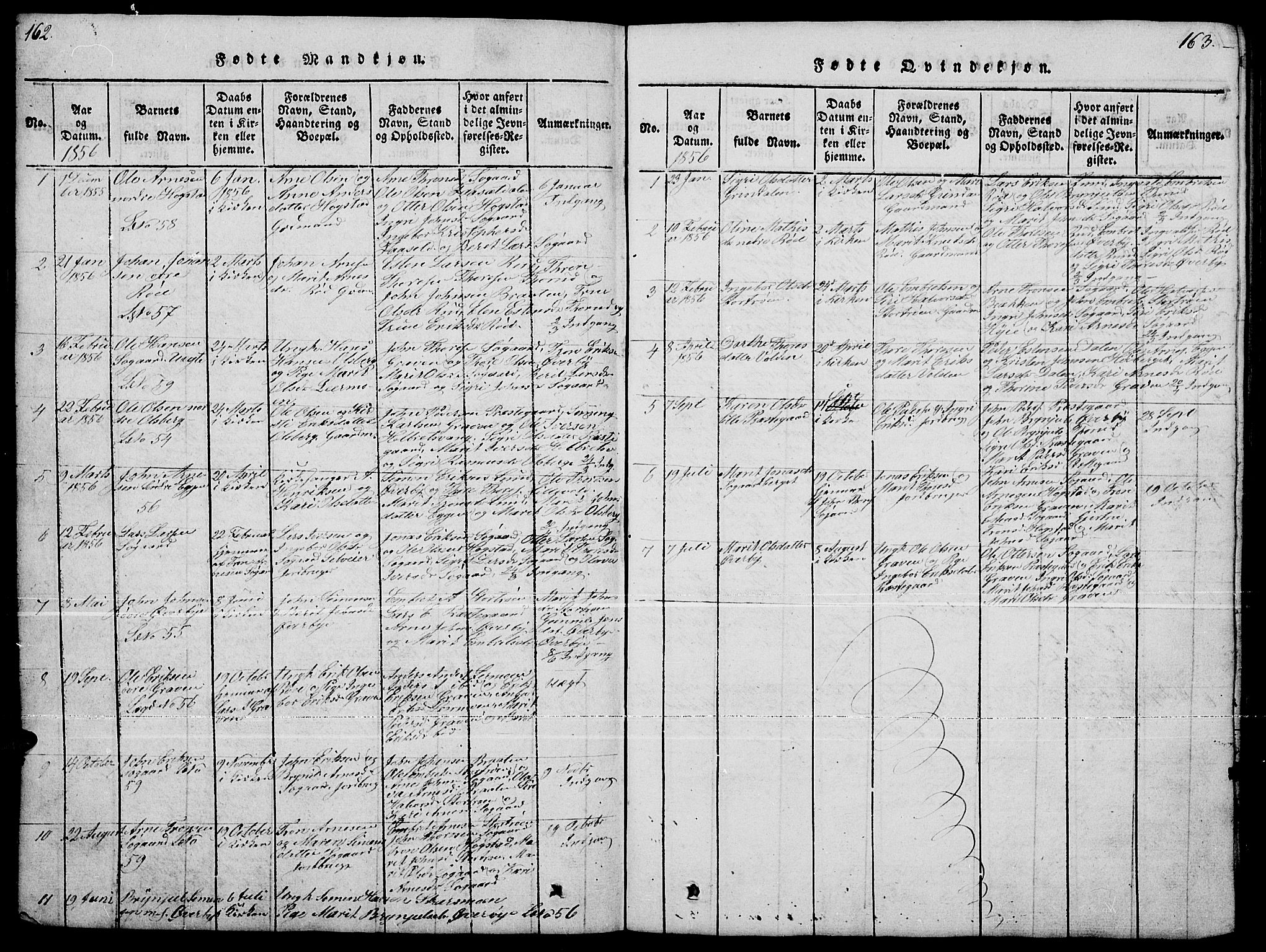 Tynset prestekontor, SAH/PREST-058/H/Ha/Hab/L0004: Parish register (copy) no. 4, 1814-1879, p. 162-163