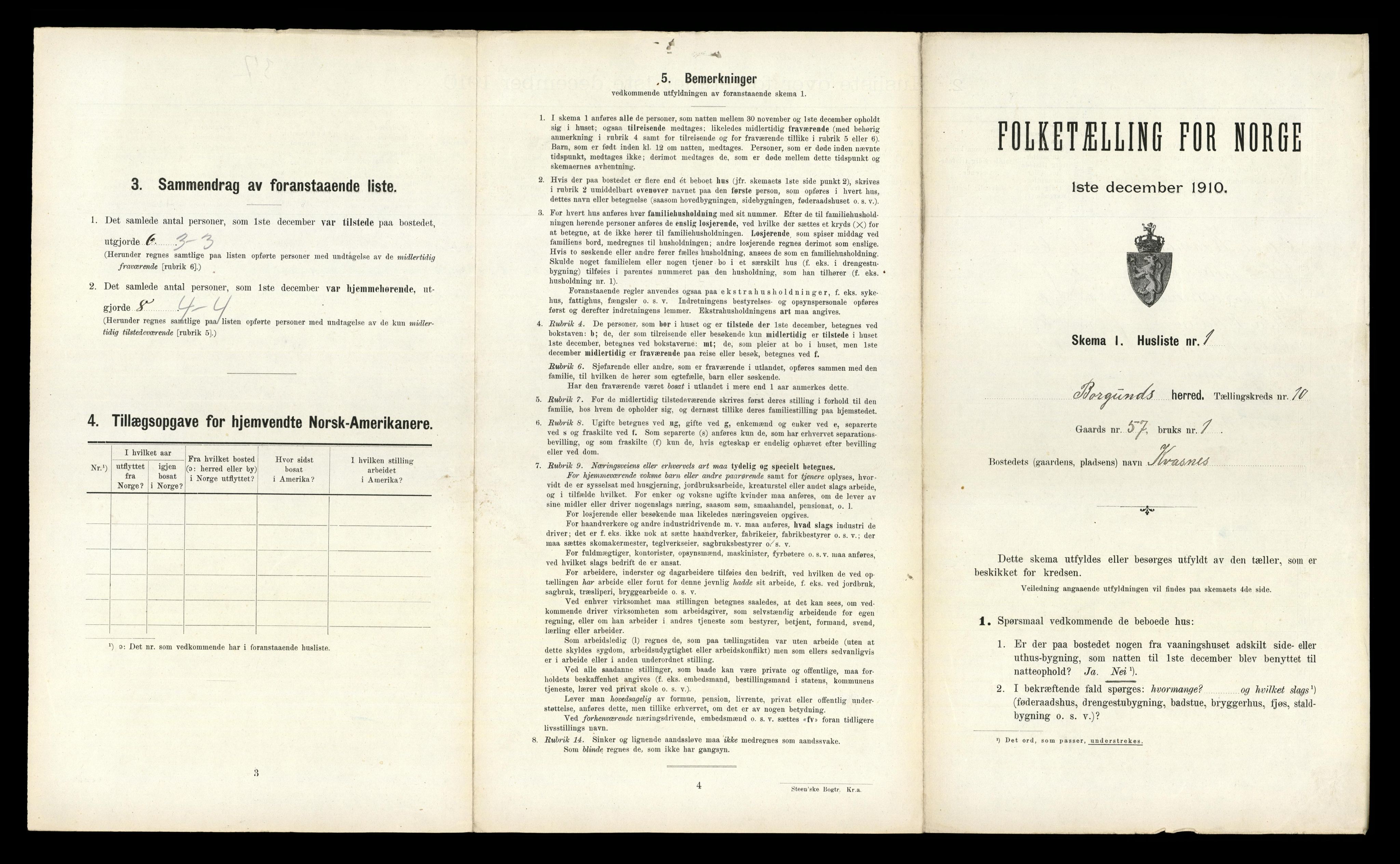 RA, 1910 census for Borgund, 1910, p. 855