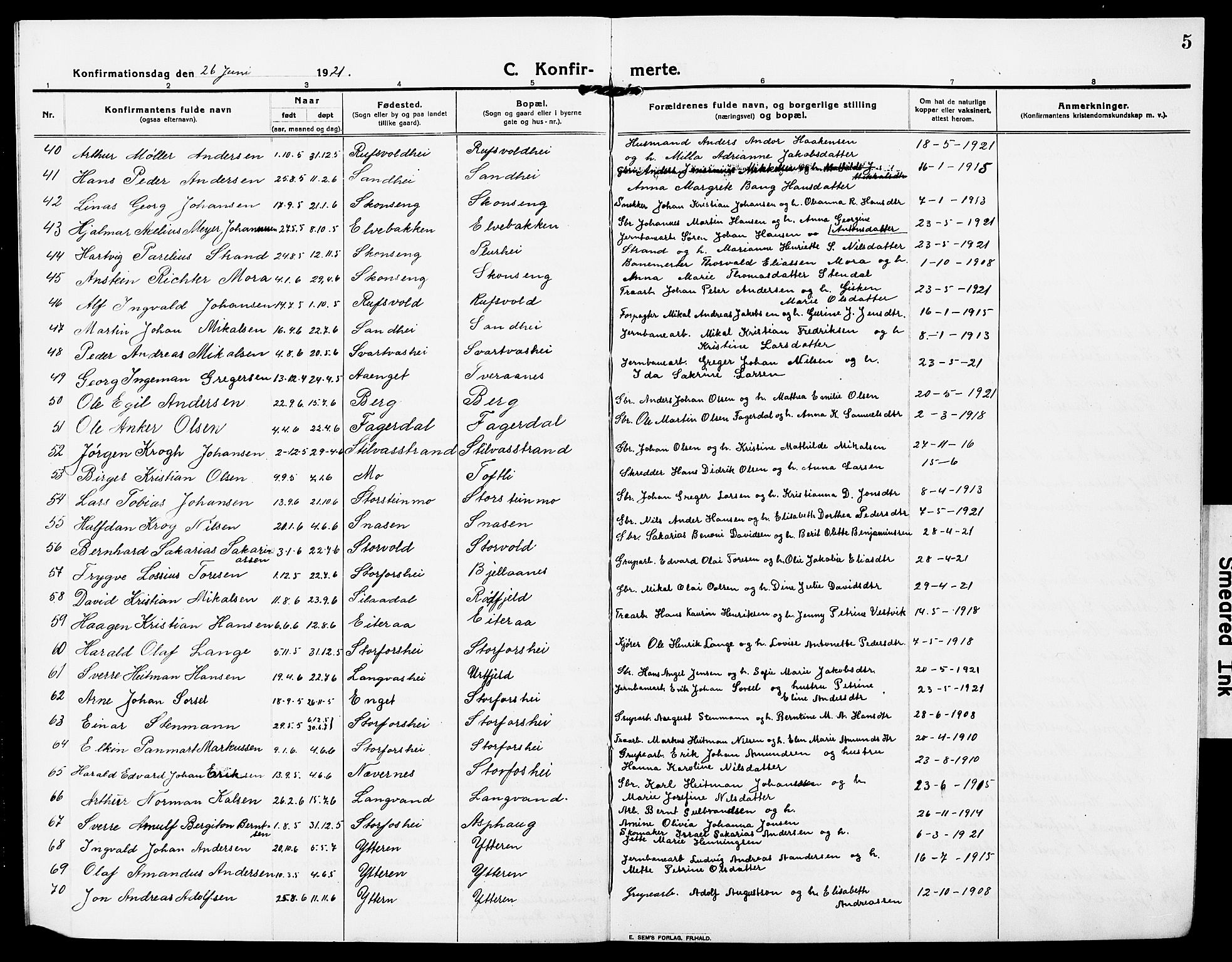 Ministerialprotokoller, klokkerbøker og fødselsregistre - Nordland, SAT/A-1459/827/L0424: Parish register (copy) no. 827C13, 1921-1930, p. 5