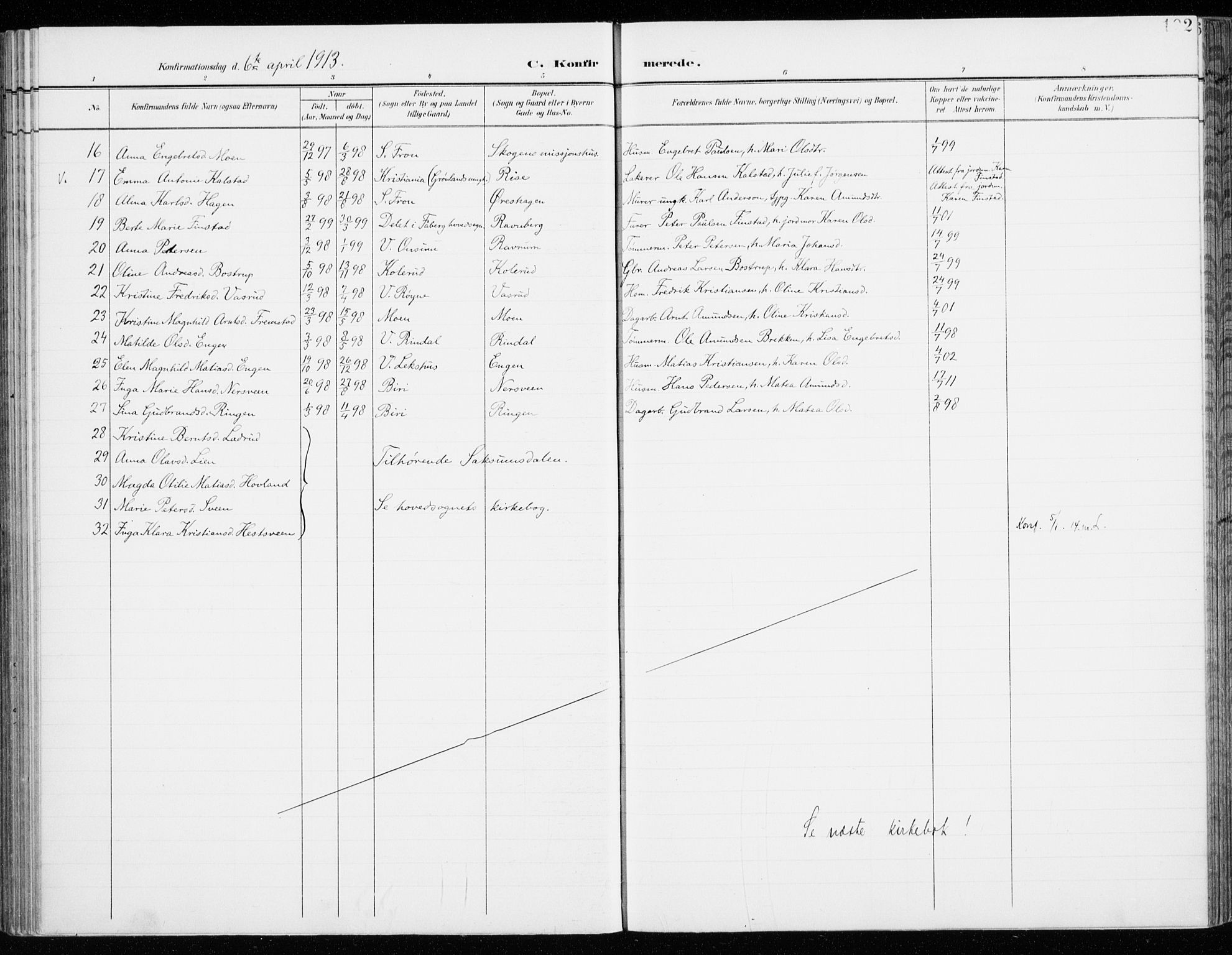 Fåberg prestekontor, AV/SAH-PREST-086/H/Ha/Haa/L0011: Parish register (official) no. 11, 1899-1913, p. 192