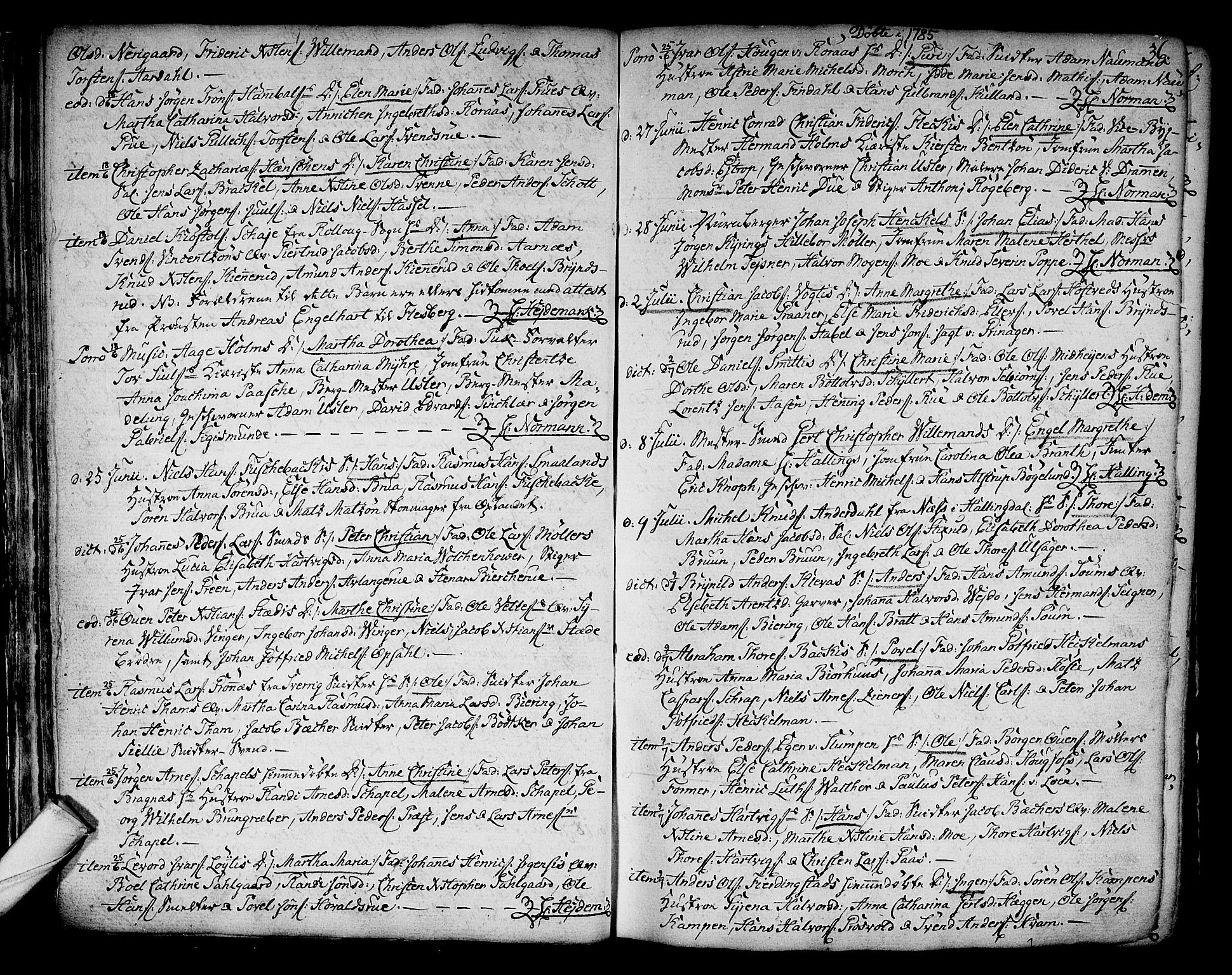 Kongsberg kirkebøker, SAKO/A-22/F/Fa/L0006: Parish register (official) no. I 6, 1783-1797, p. 36