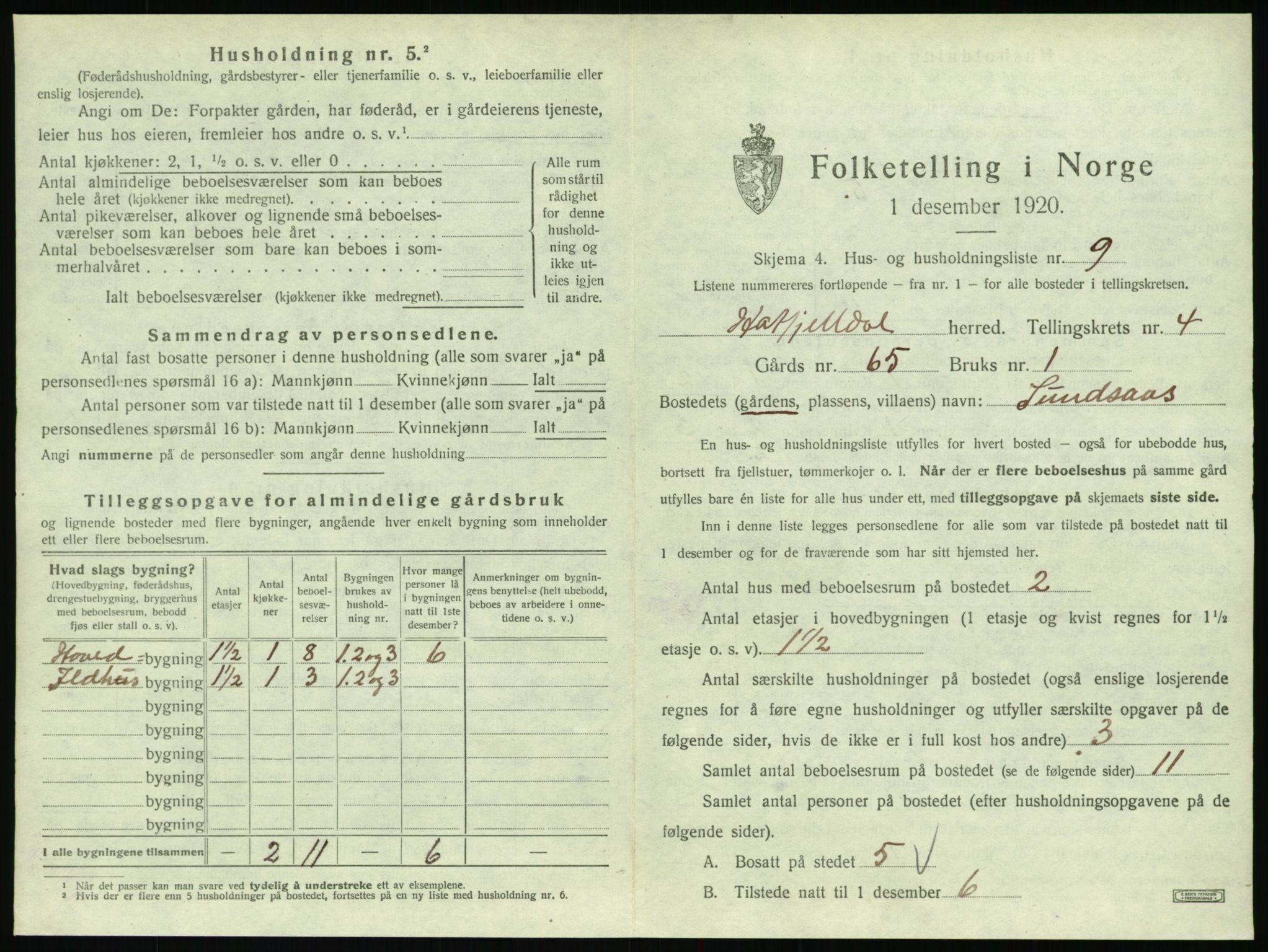 SAT, 1920 census for Hattfjelldal, 1920, p. 142