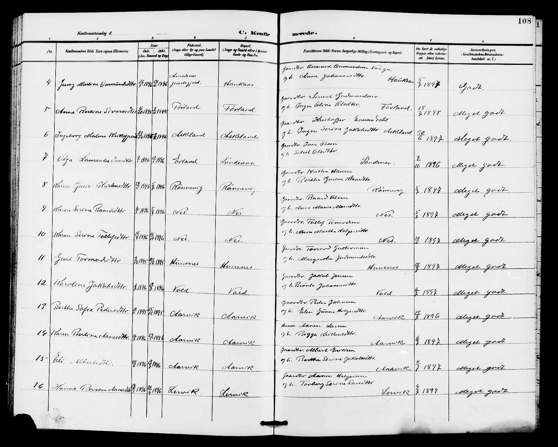 Tysvær sokneprestkontor, SAST/A -101864/H/Ha/Haa/L0008: Parish register (official) no. A 8, 1897-1912, p. 108