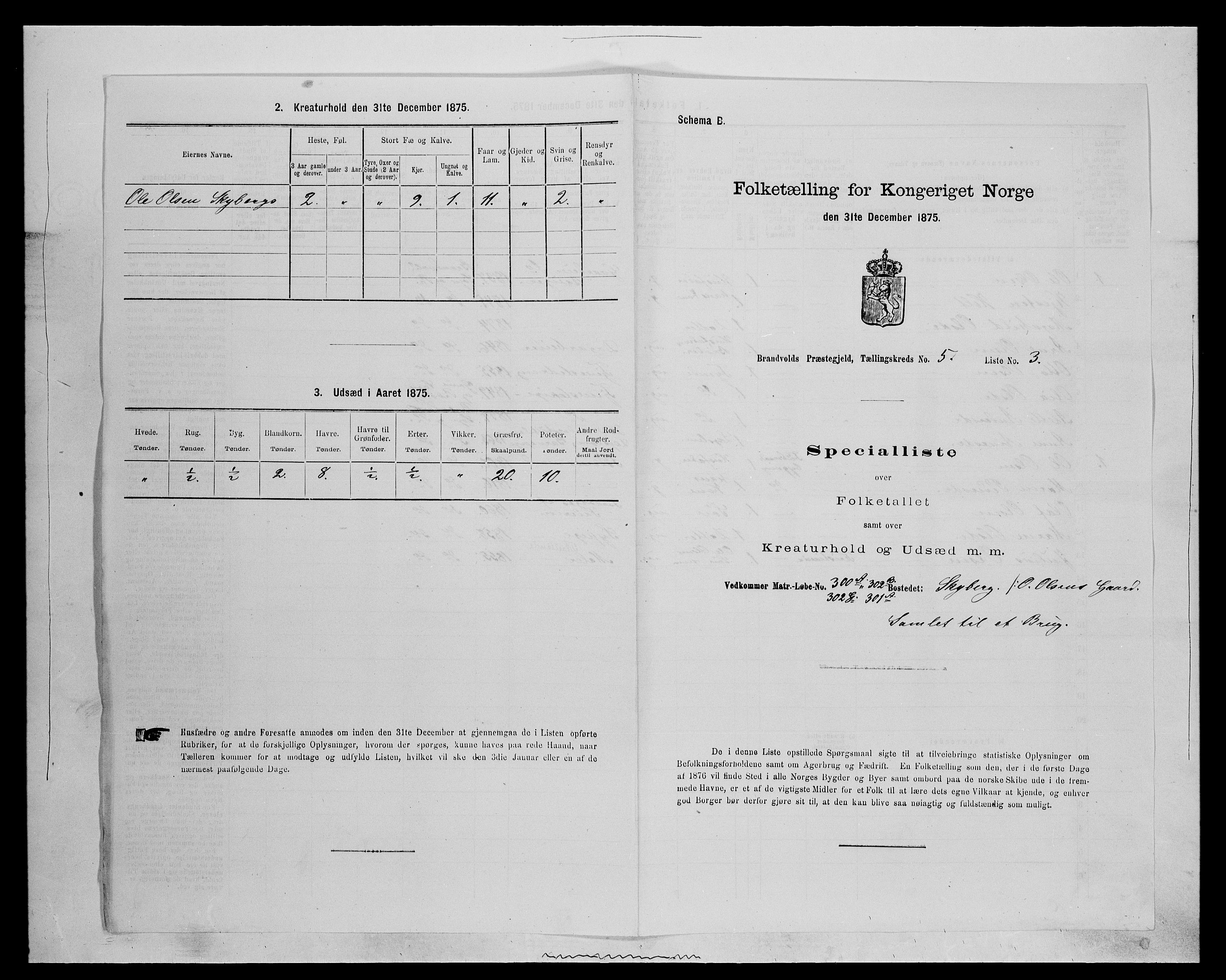 SAH, 1875 census for 0422P Brandval, 1875, p. 727