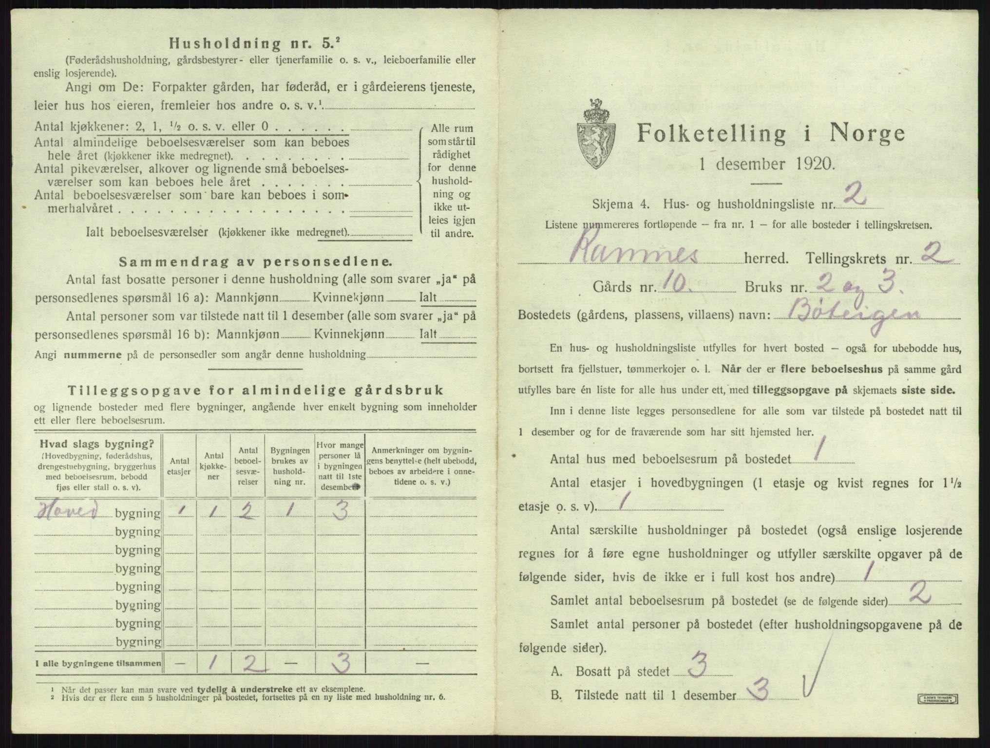 SAKO, 1920 census for Ramnes, 1920, p. 174