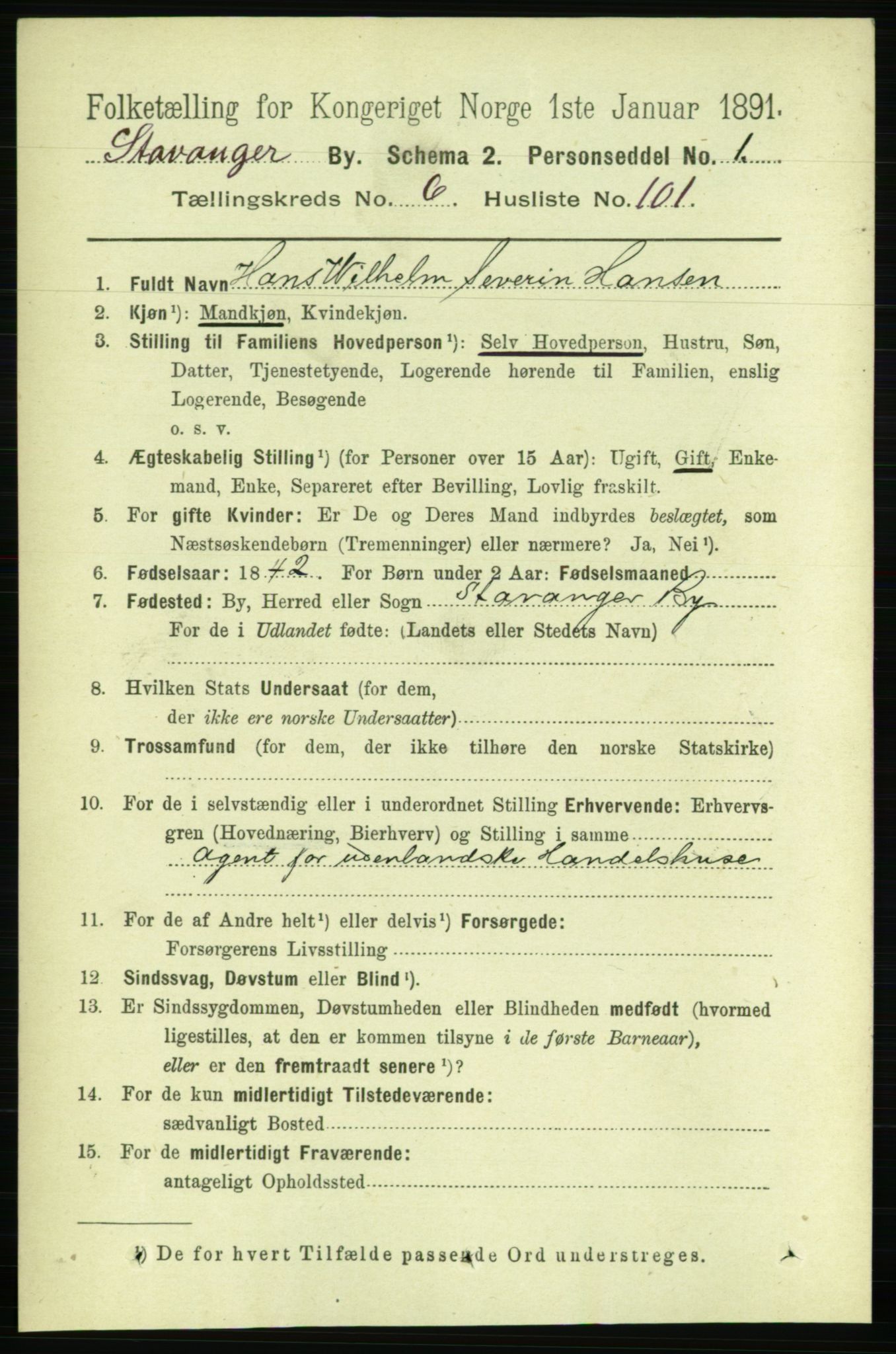 RA, 1891 census for 1103 Stavanger, 1891, p. 10897