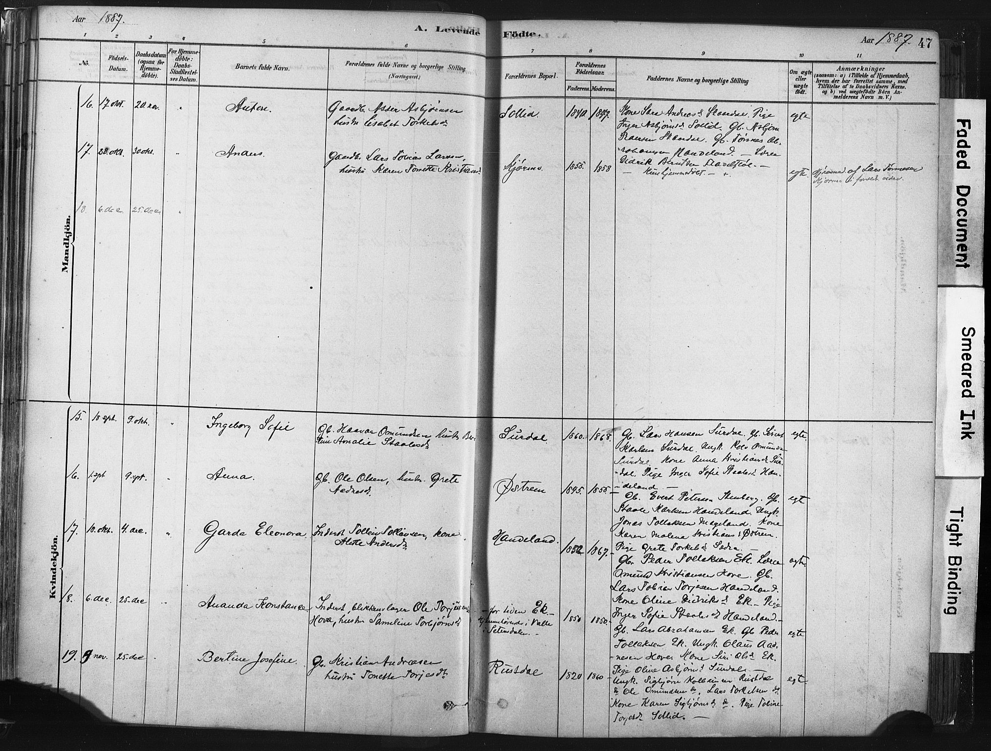 Lund sokneprestkontor, AV/SAST-A-101809/S06/L0011: Parish register (official) no. A 10, 1877-1904, p. 47