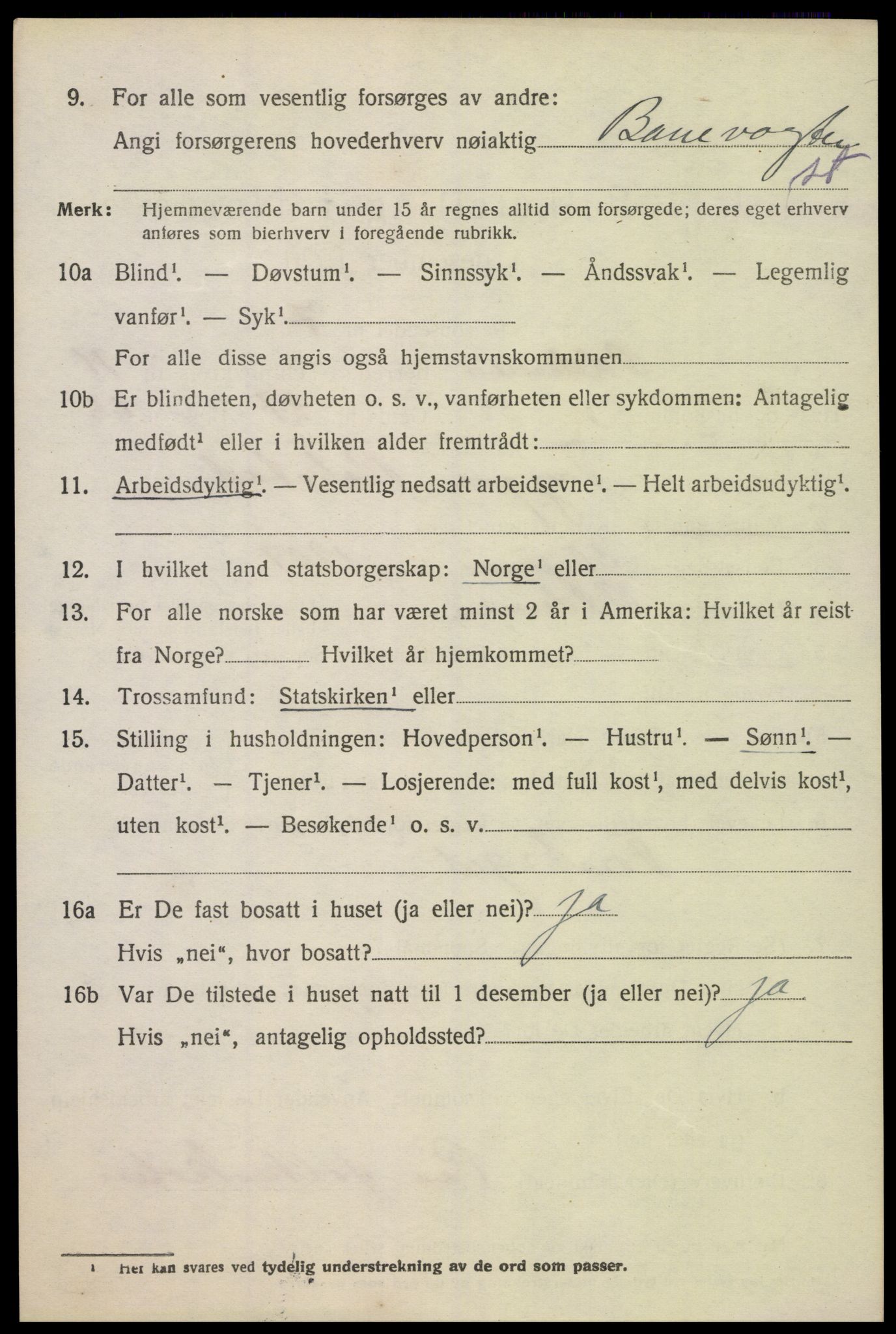 SAK, 1920 census for Oddernes, 1920, p. 7442