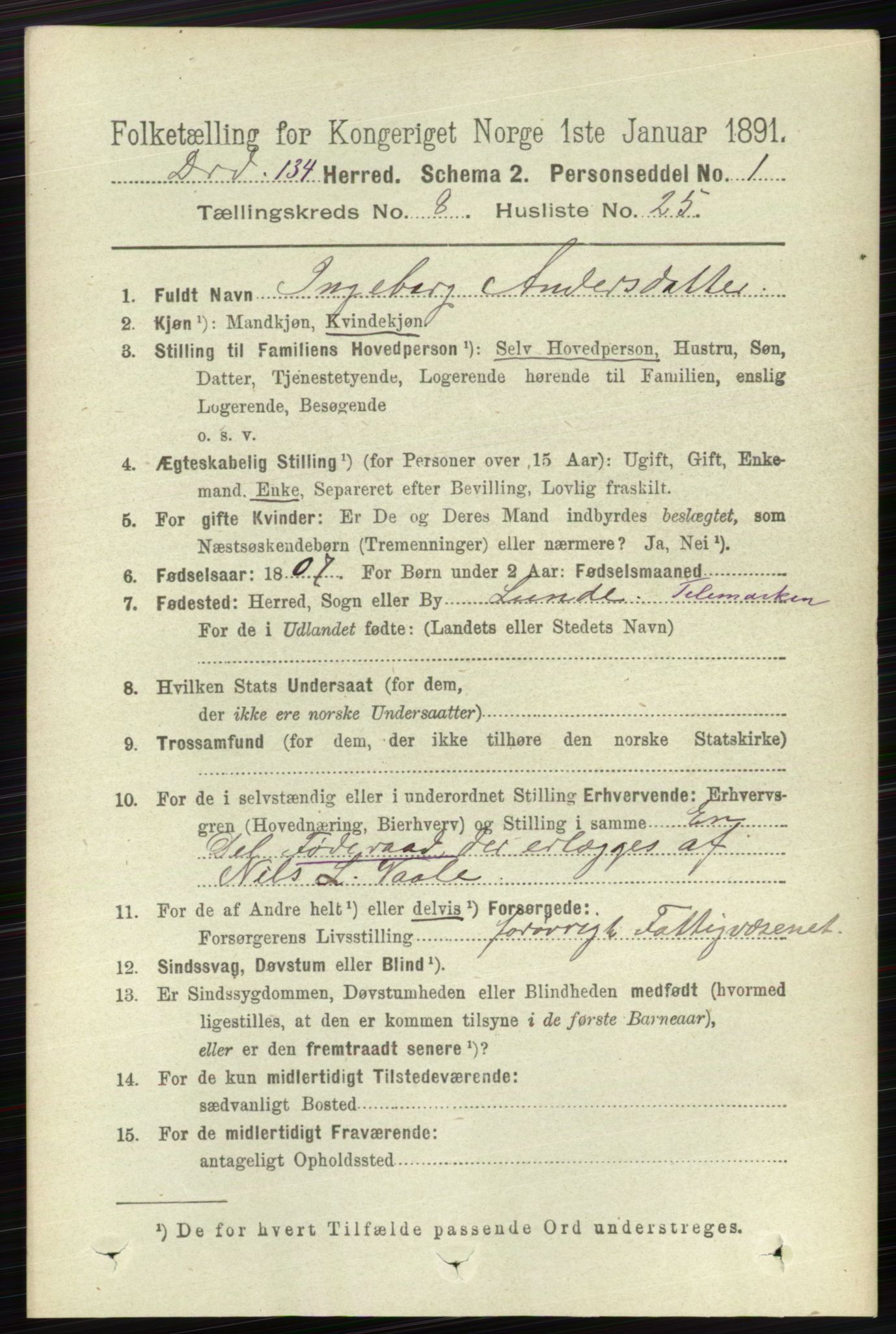 RA, 1891 census for 0817 Drangedal, 1891, p. 2814