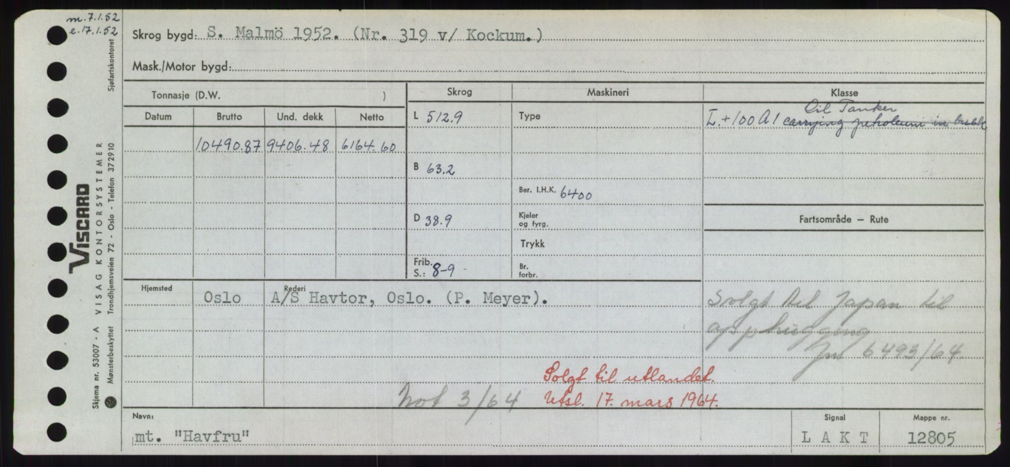 Sjøfartsdirektoratet med forløpere, Skipsmålingen, RA/S-1627/H/Hd/L0014: Fartøy, H-Havl, p. 543