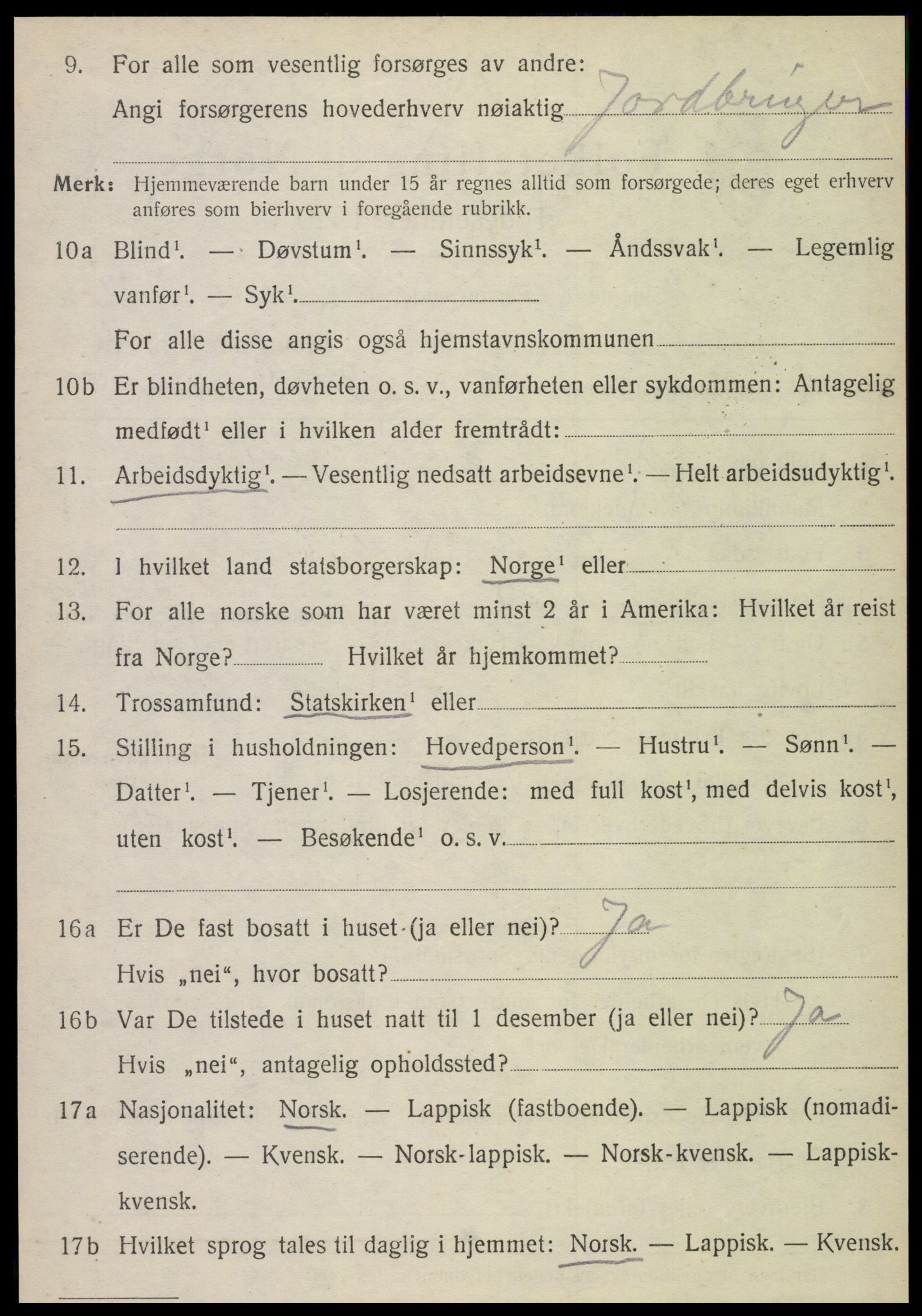 SAT, 1920 census for Vefsn, 1920, p. 6986