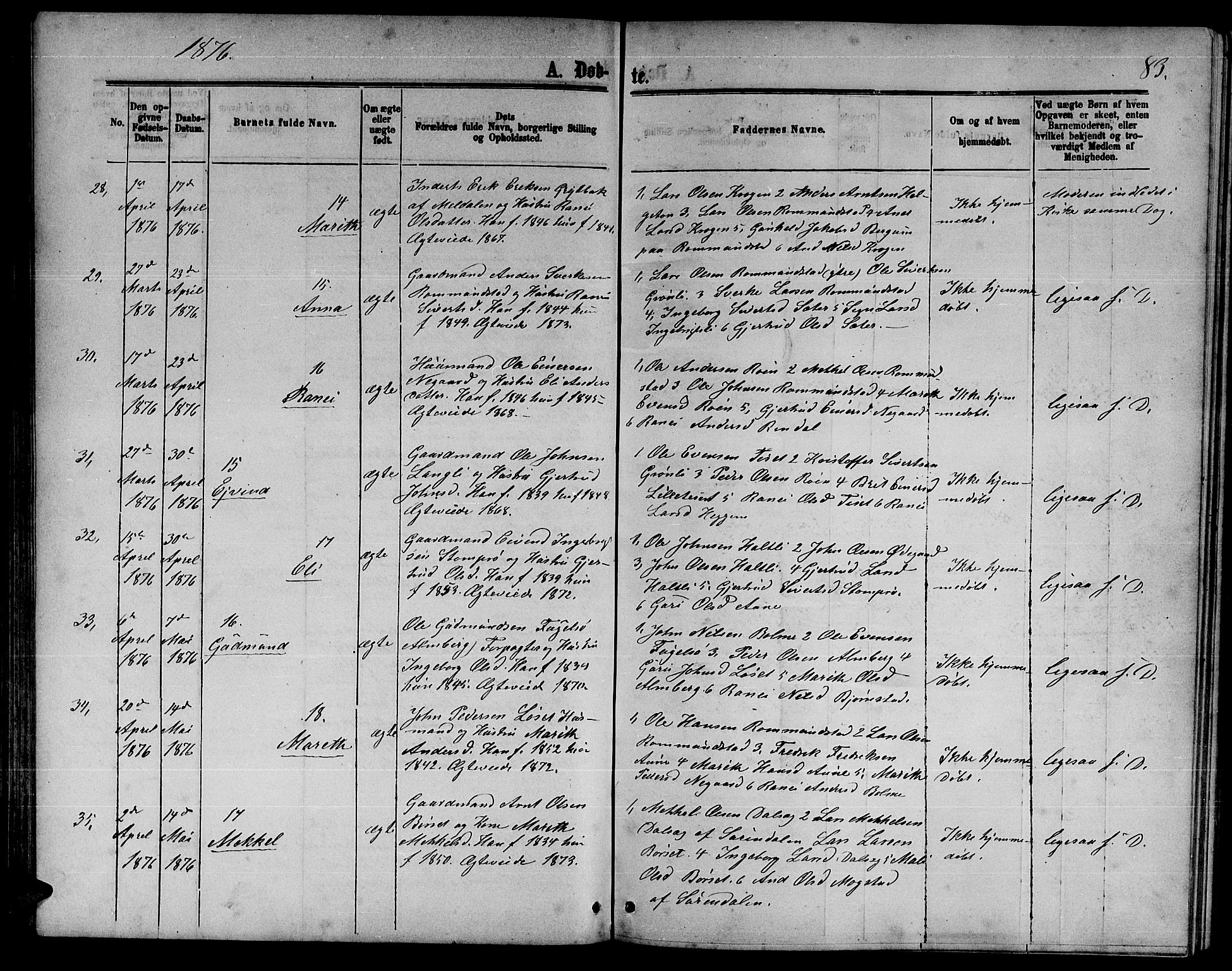 Ministerialprotokoller, klokkerbøker og fødselsregistre - Møre og Romsdal, AV/SAT-A-1454/598/L1076: Parish register (copy) no. 598C01, 1867-1878, p. 83