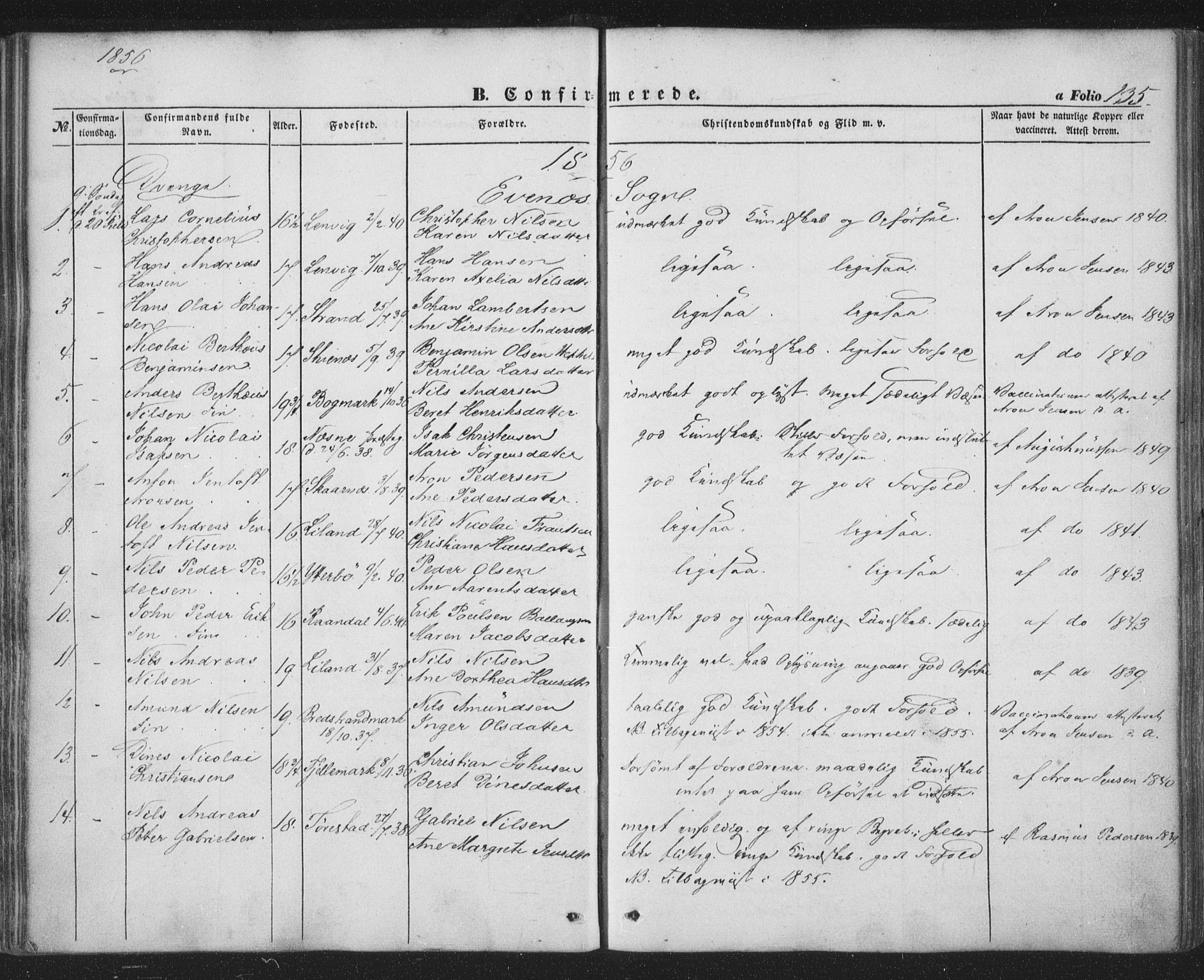 Ministerialprotokoller, klokkerbøker og fødselsregistre - Nordland, SAT/A-1459/863/L0895: Parish register (official) no. 863A07, 1851-1860, p. 135