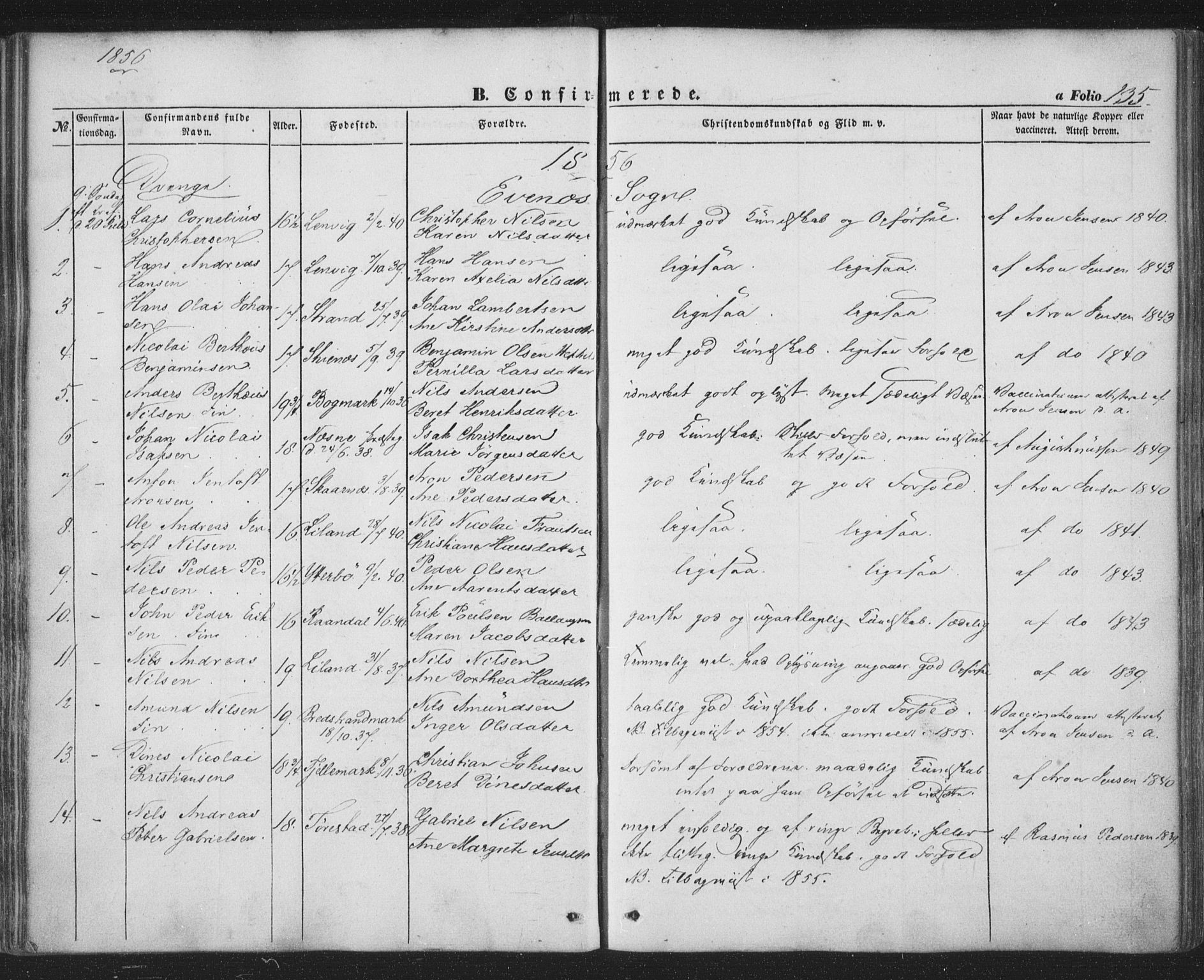 Ministerialprotokoller, klokkerbøker og fødselsregistre - Nordland, AV/SAT-A-1459/863/L0895: Parish register (official) no. 863A07, 1851-1860, p. 135