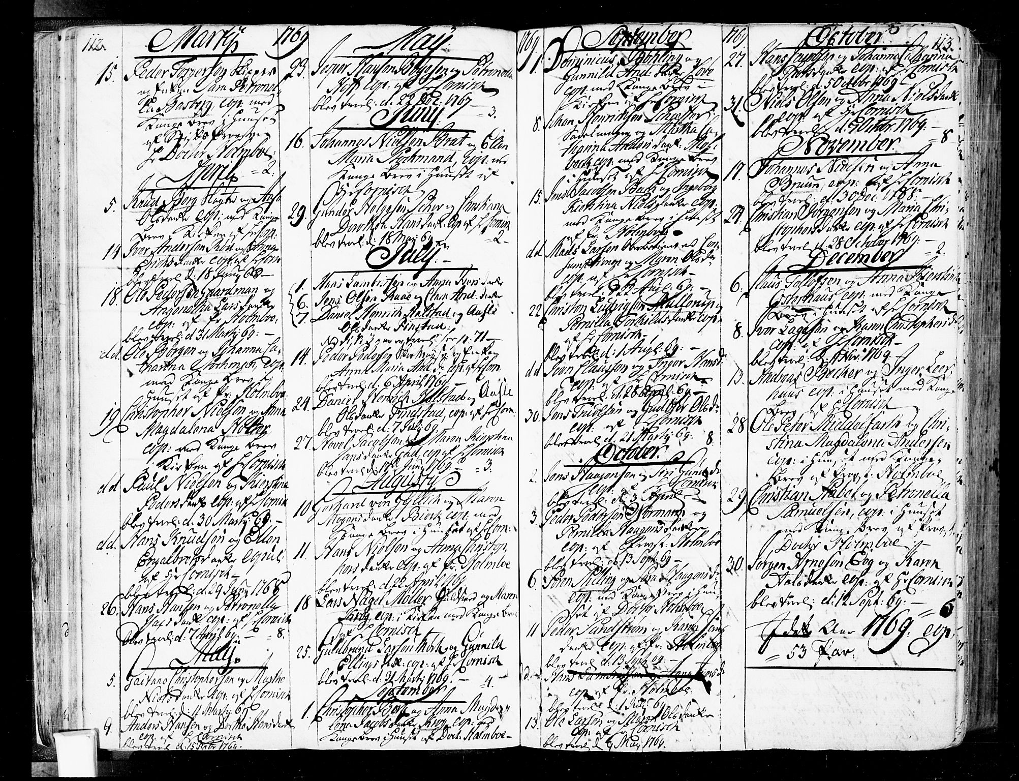 Oslo domkirke Kirkebøker, SAO/A-10752/F/Fa/L0004: Parish register (official) no. 4, 1743-1786, p. 112-113