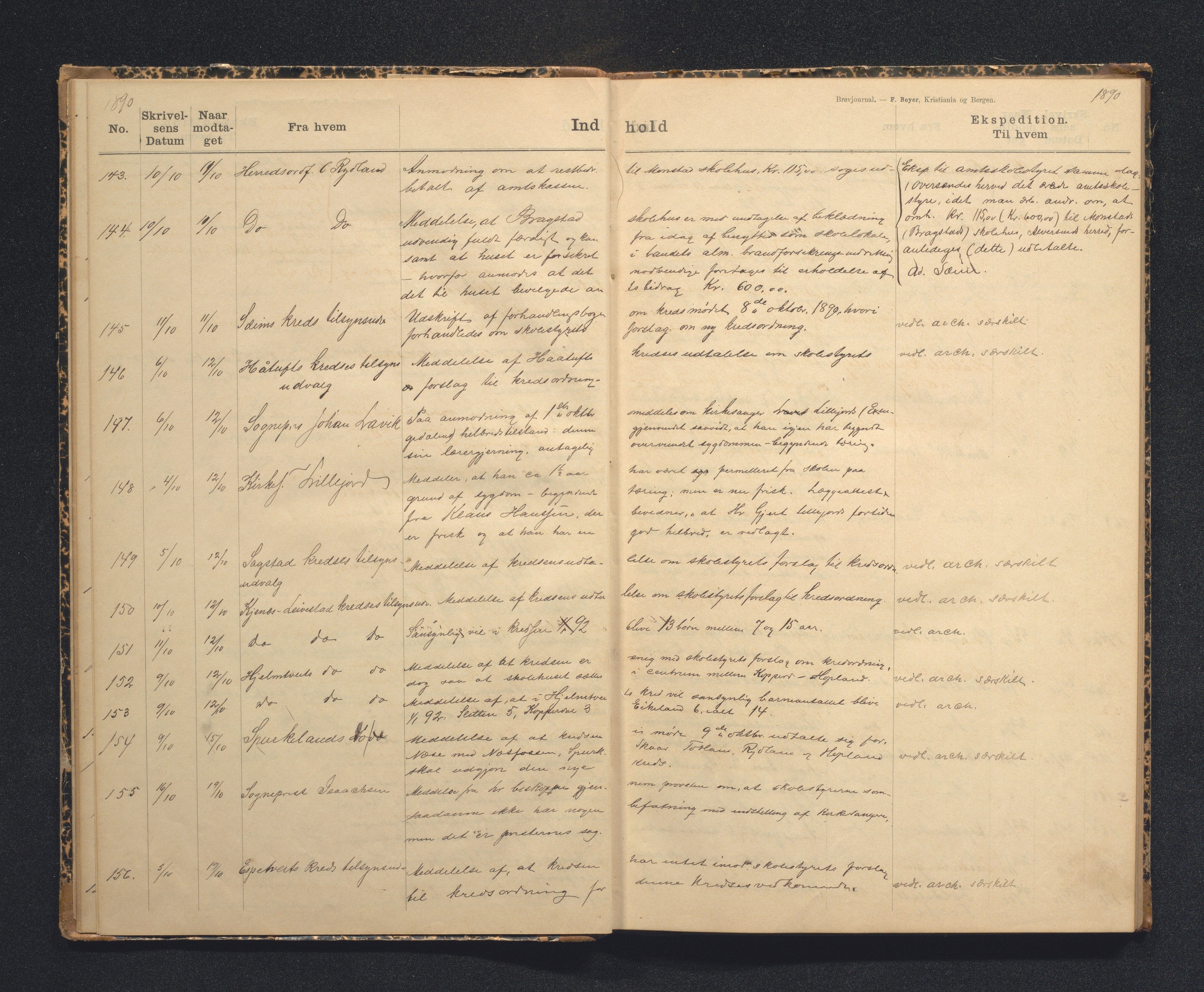 Alversund kommune. Skulestyret, IKAH/1257-211/C/Ca/L0001: Brevjournal for Alversund skulestyre, 1889-1899