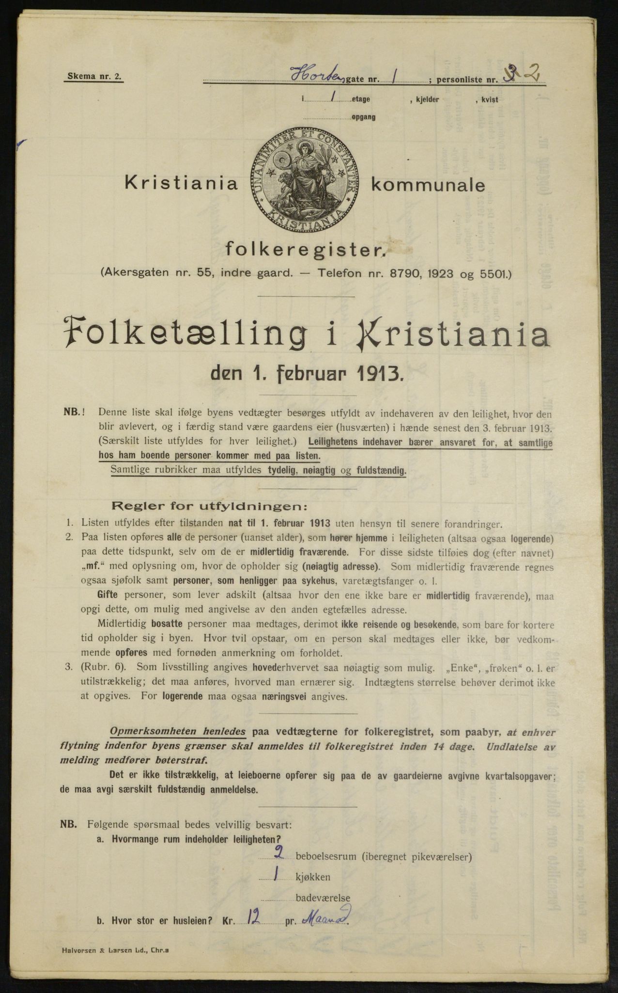 OBA, Municipal Census 1913 for Kristiania, 1913, p. 41207