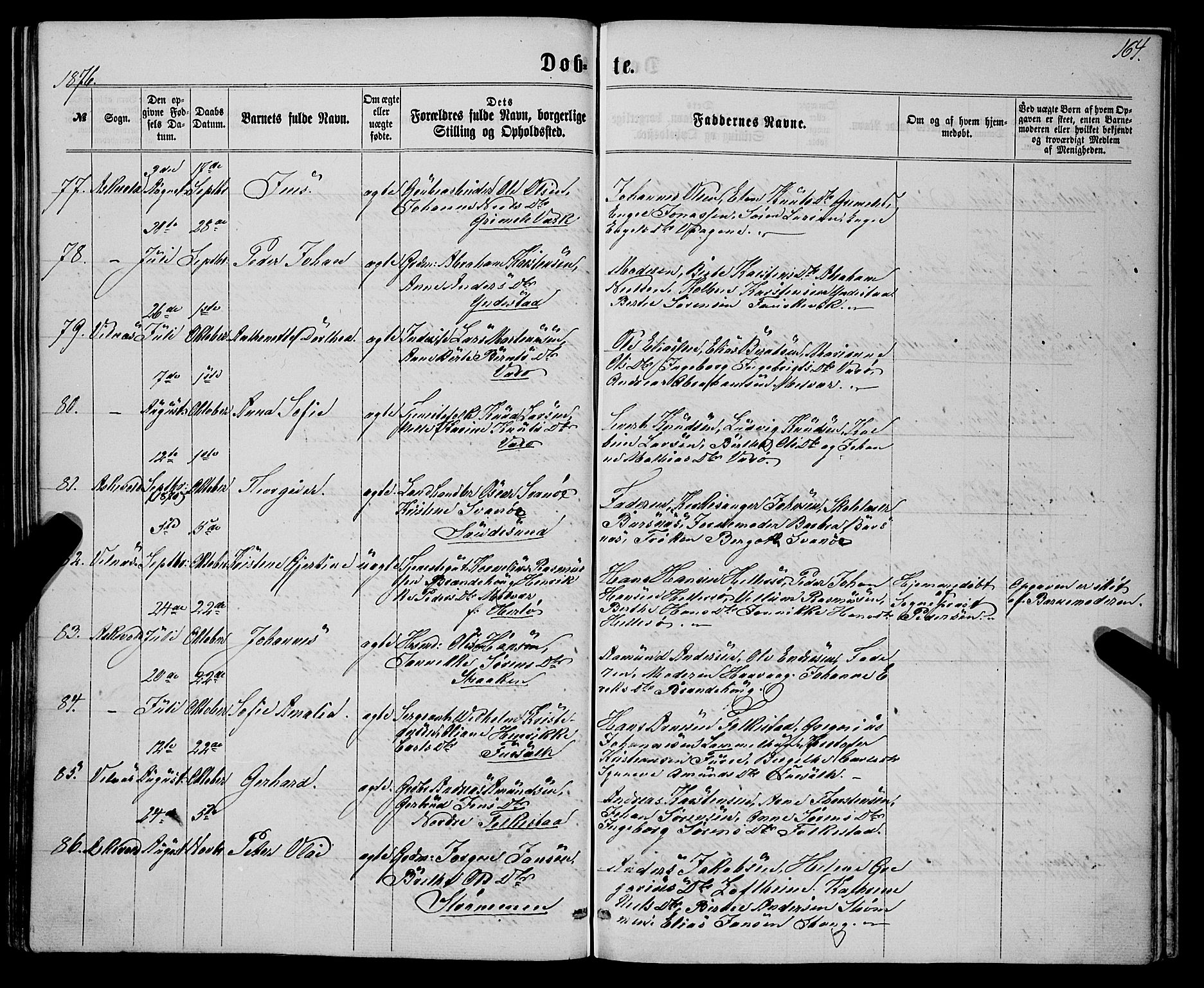 Askvoll sokneprestembete, SAB/A-79501/H/Haa/Haaa/L0012: Parish register (official) no. A 12, 1859-1878, p. 164