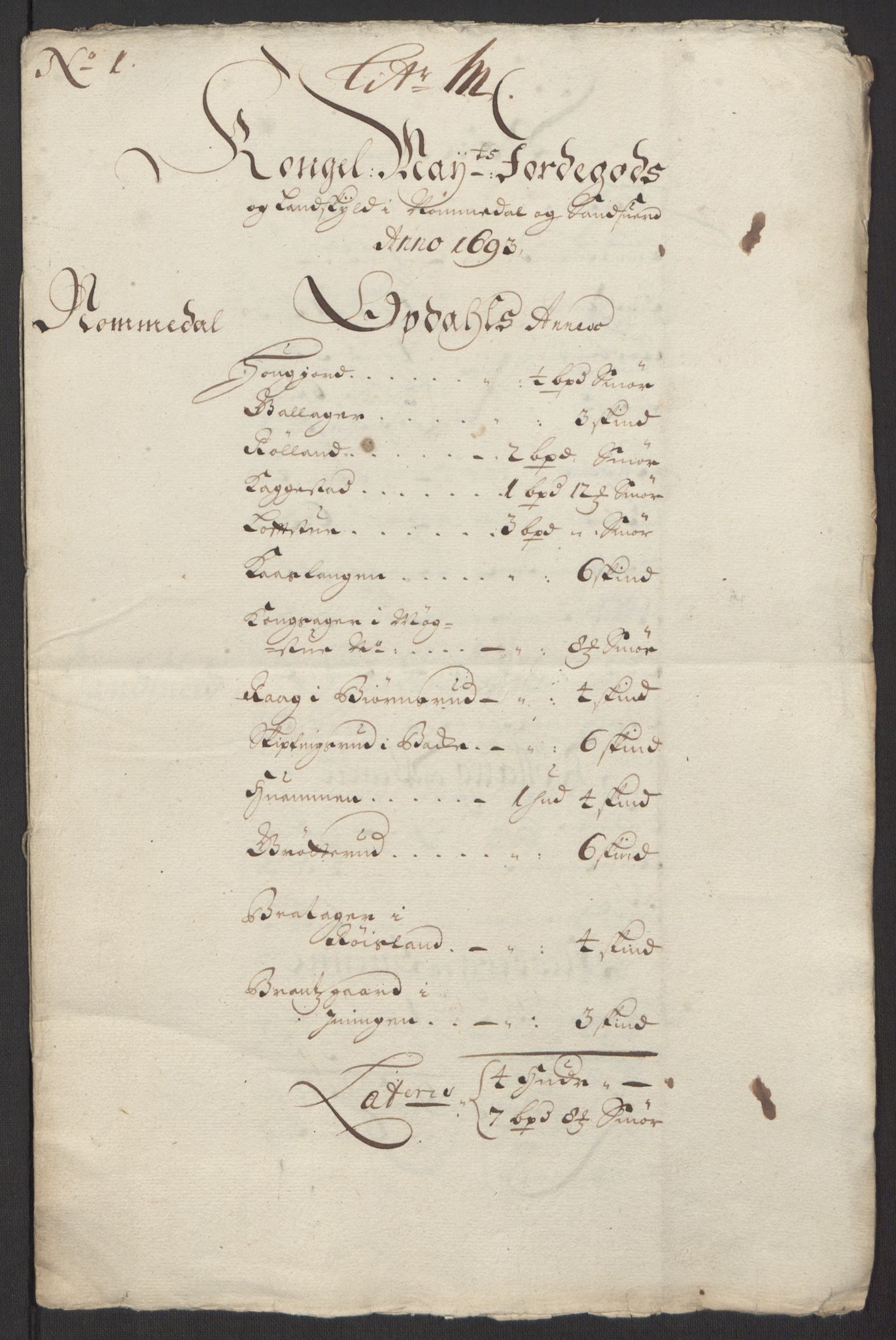 Rentekammeret inntil 1814, Reviderte regnskaper, Fogderegnskap, RA/EA-4092/R24/L1575: Fogderegnskap Numedal og Sandsvær, 1692-1695, p. 124