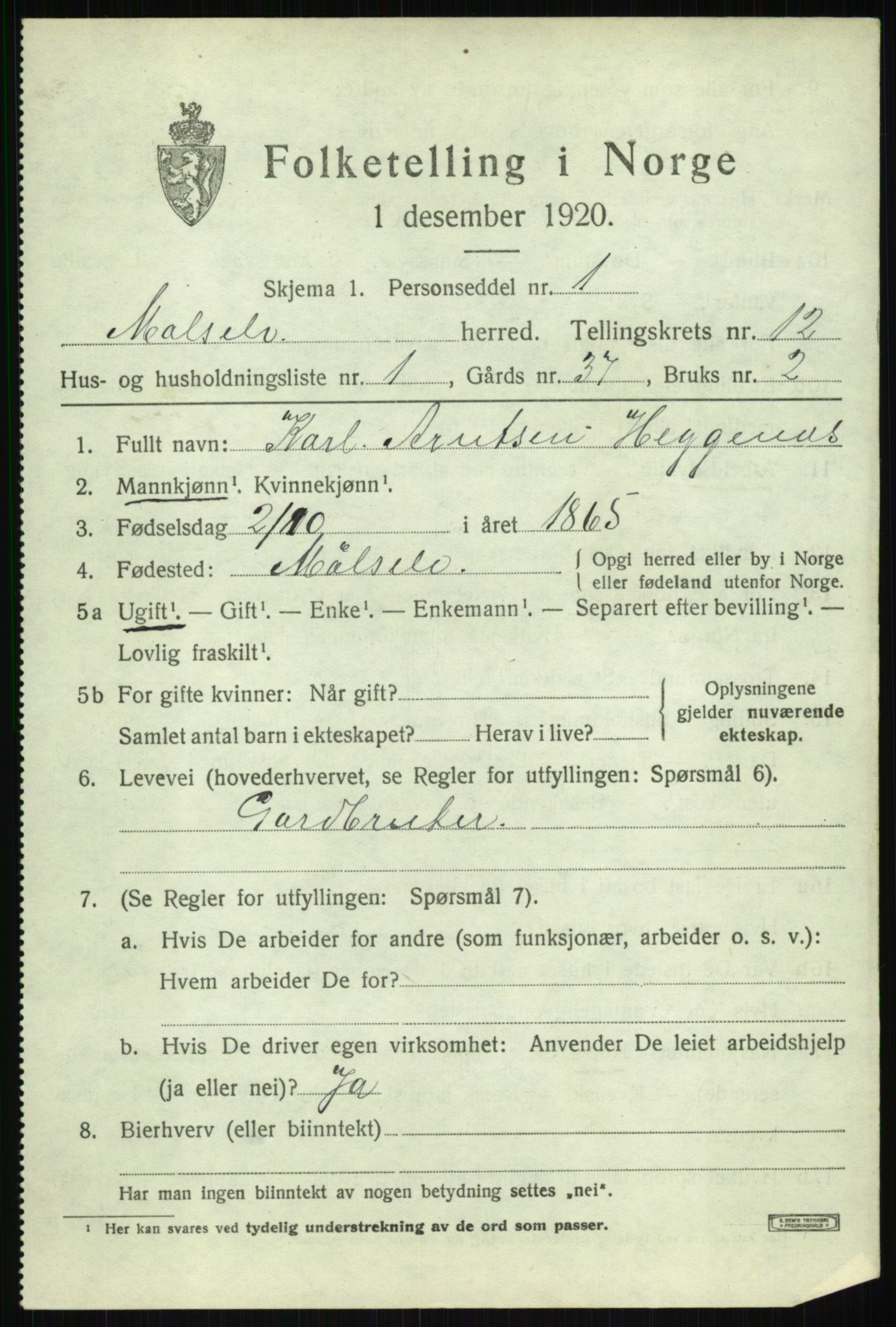 SATØ, 1920 census for Målselv, 1920, p. 6429