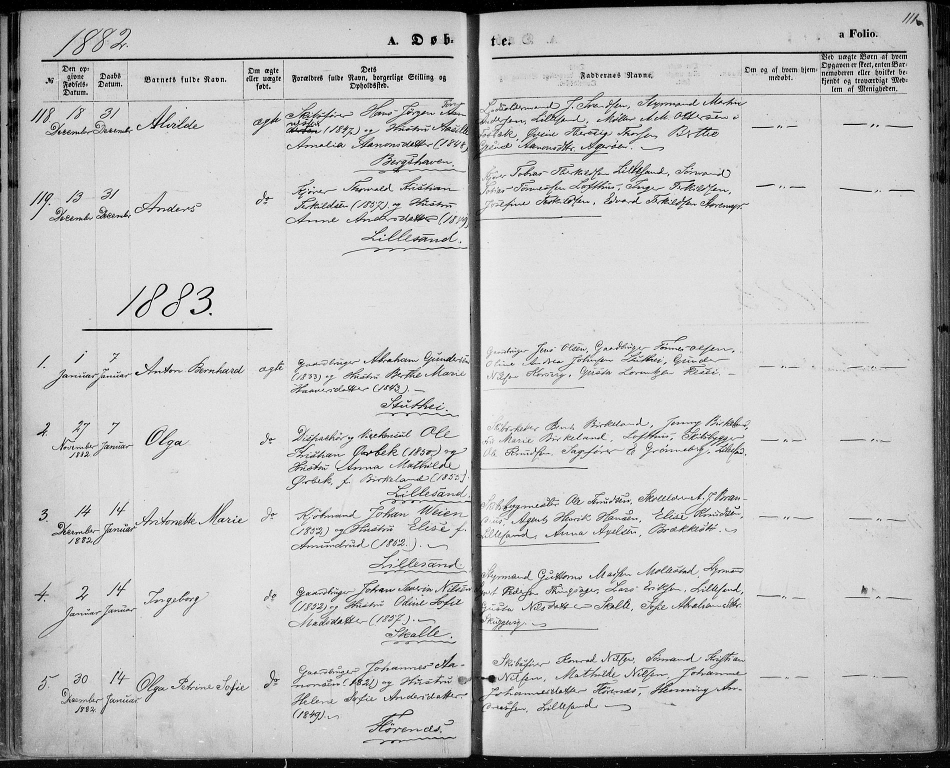 Vestre Moland sokneprestkontor, SAK/1111-0046/F/Fa/Fab/L0008: Parish register (official) no. A 8, 1873-1883, p. 111