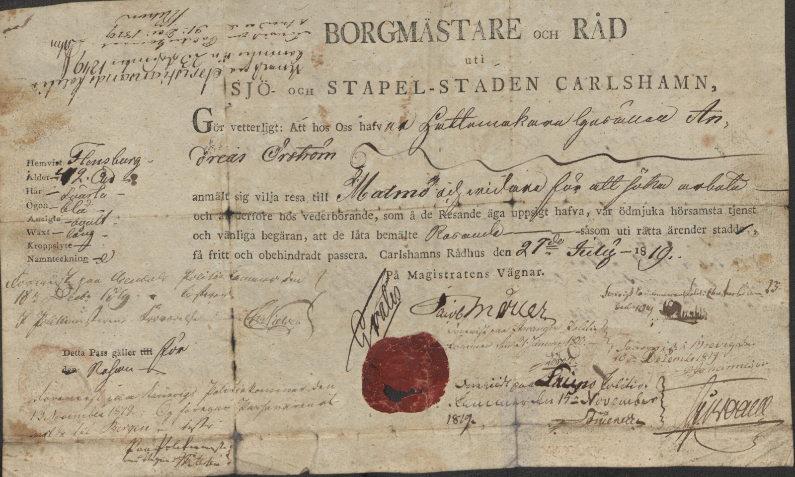 Bergen politikammer / politidistrikt, AV/SAB-A-60401/L.b, 1816-1822, p. 37