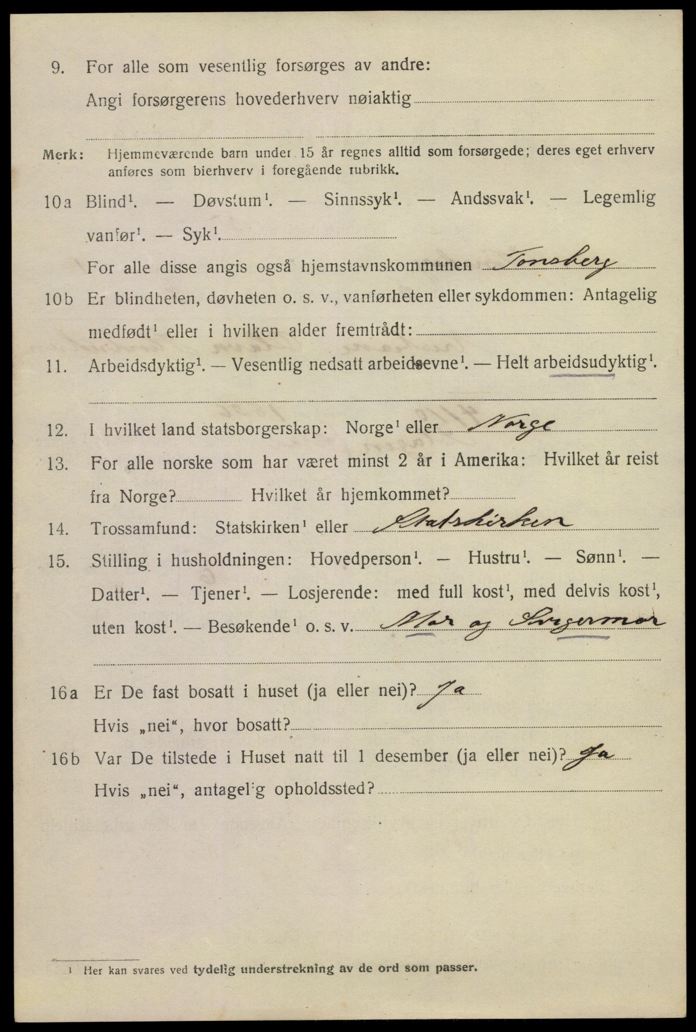 SAKO, 1920 census for Tønsberg, 1920, p. 9852