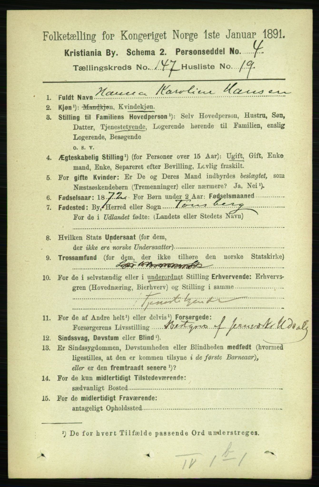 RA, 1891 census for 0301 Kristiania, 1891, p. 82165