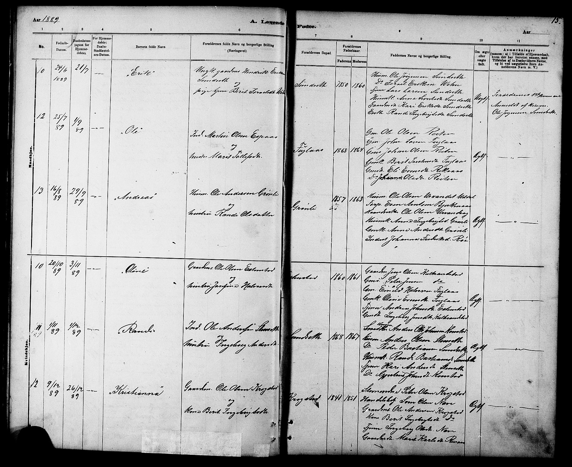 Ministerialprotokoller, klokkerbøker og fødselsregistre - Sør-Trøndelag, AV/SAT-A-1456/694/L1132: Parish register (copy) no. 694C04, 1887-1914, p. 15