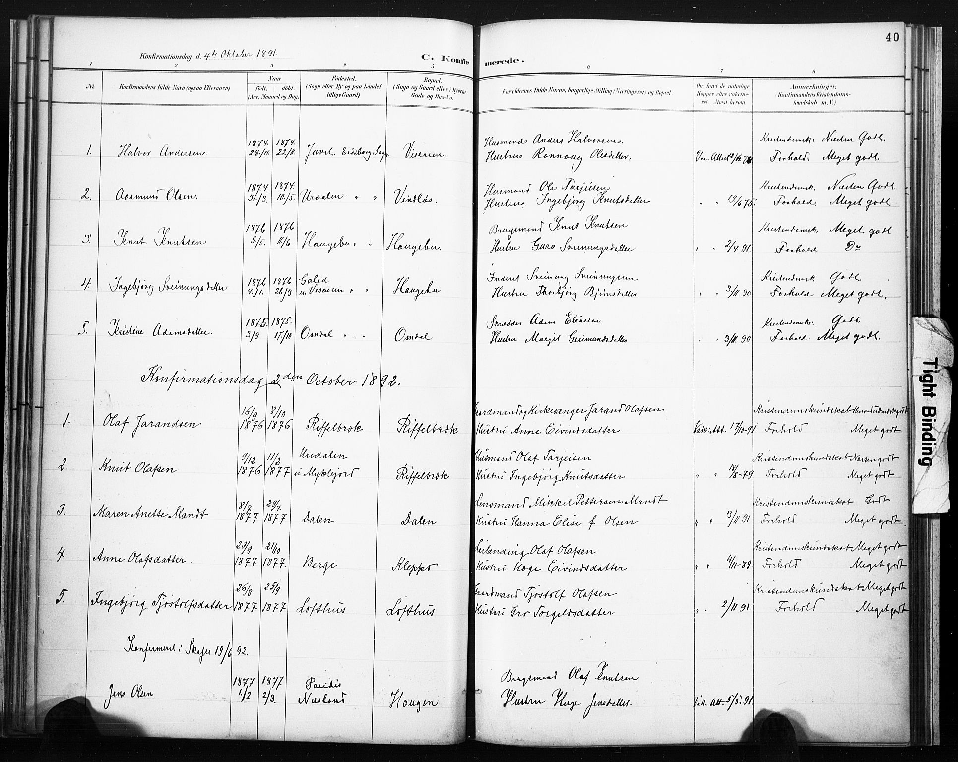 Lårdal kirkebøker, SAKO/A-284/F/Fb/L0002: Parish register (official) no. II 2, 1887-1918, p. 40