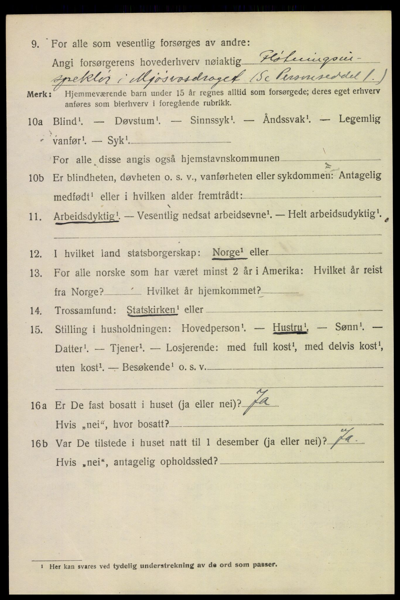 SAH, 1920 census for Lillehammer, 1920, p. 5799