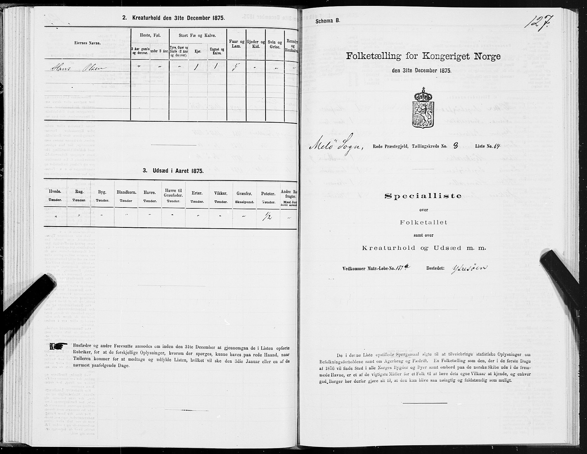 SAT, 1875 census for 1836P Rødøy, 1875, p. 4127