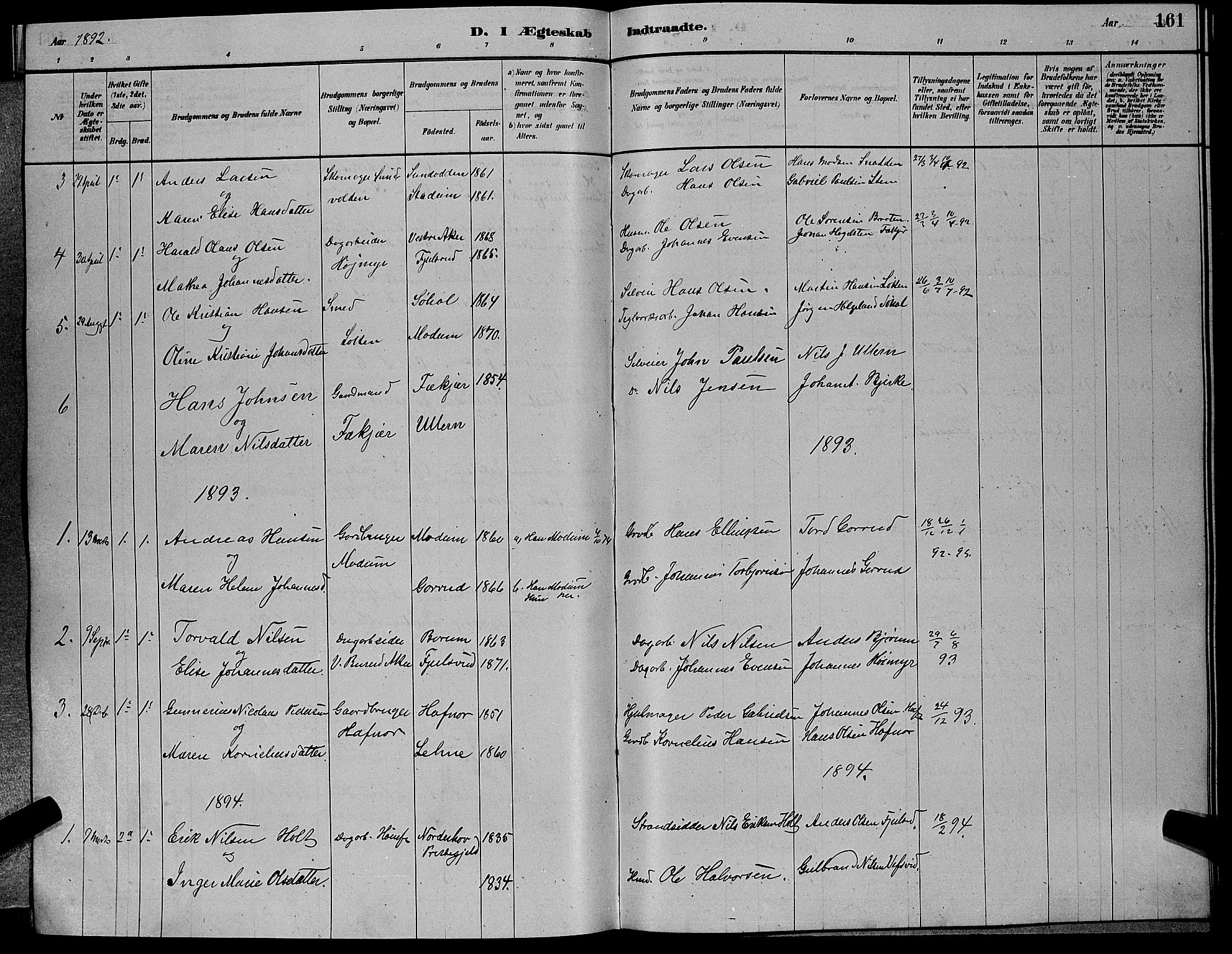 Hole kirkebøker, AV/SAKO-A-228/G/Ga/L0003: Parish register (copy) no. I 3, 1879-1904, p. 161