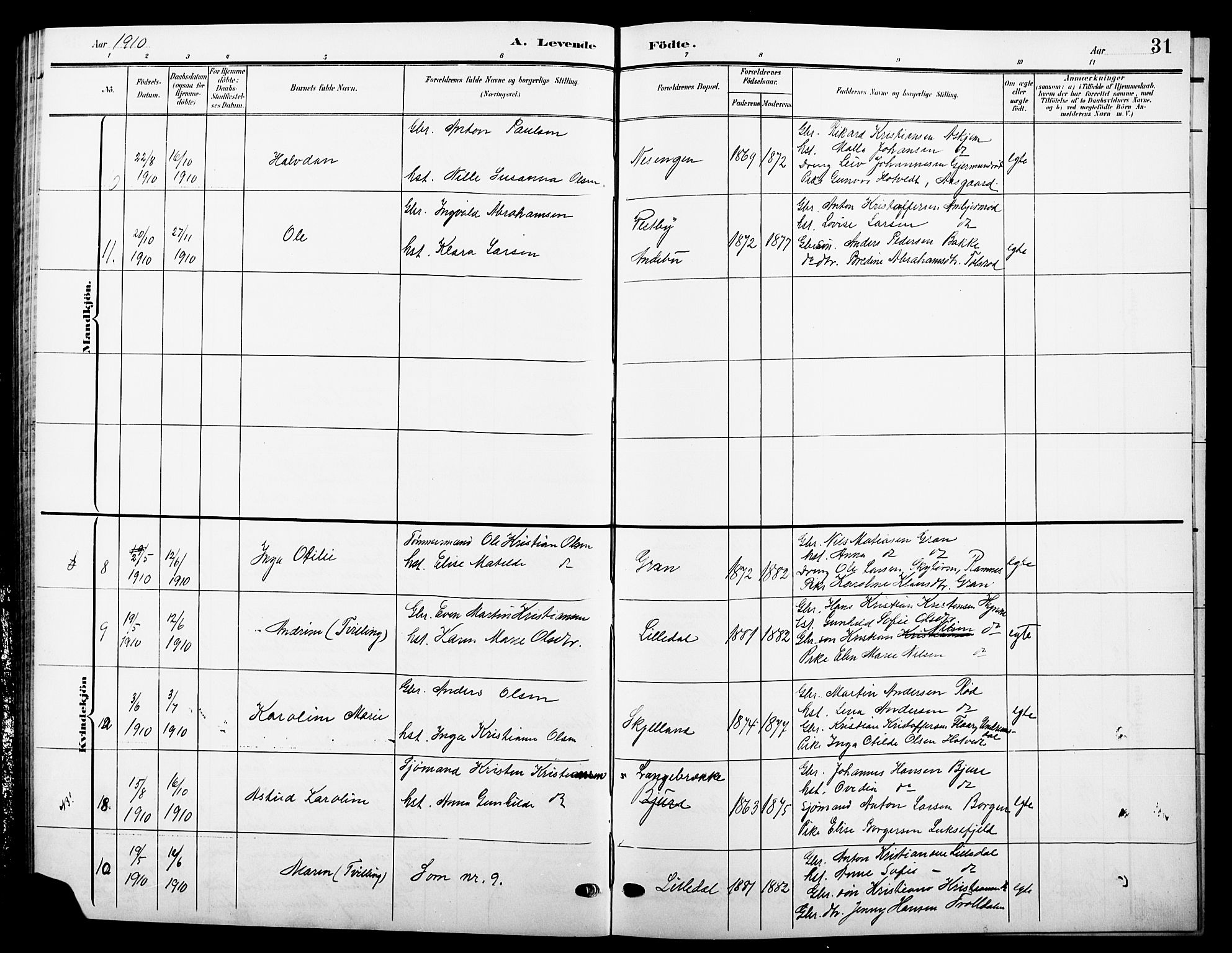 Andebu kirkebøker, SAKO/A-336/G/Ga/L0005: Parish register (copy) no. I 5, 1901-1925, p. 31