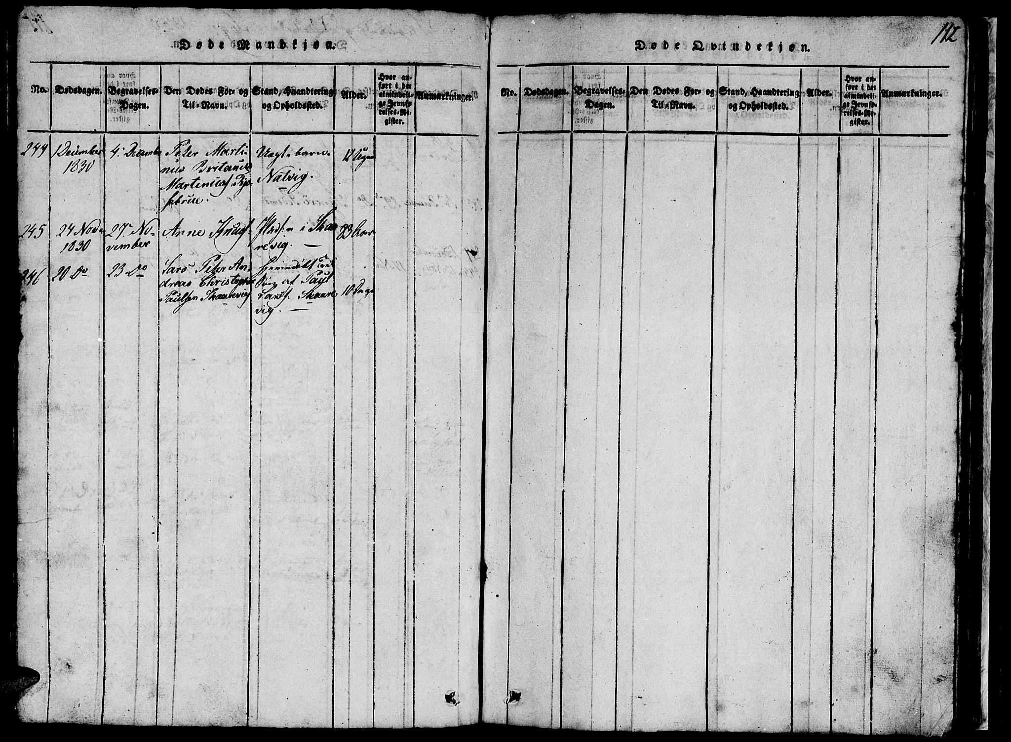 Ministerialprotokoller, klokkerbøker og fødselsregistre - Møre og Romsdal, AV/SAT-A-1454/524/L0360: Parish register (copy) no. 524C01, 1816-1830, p. 112