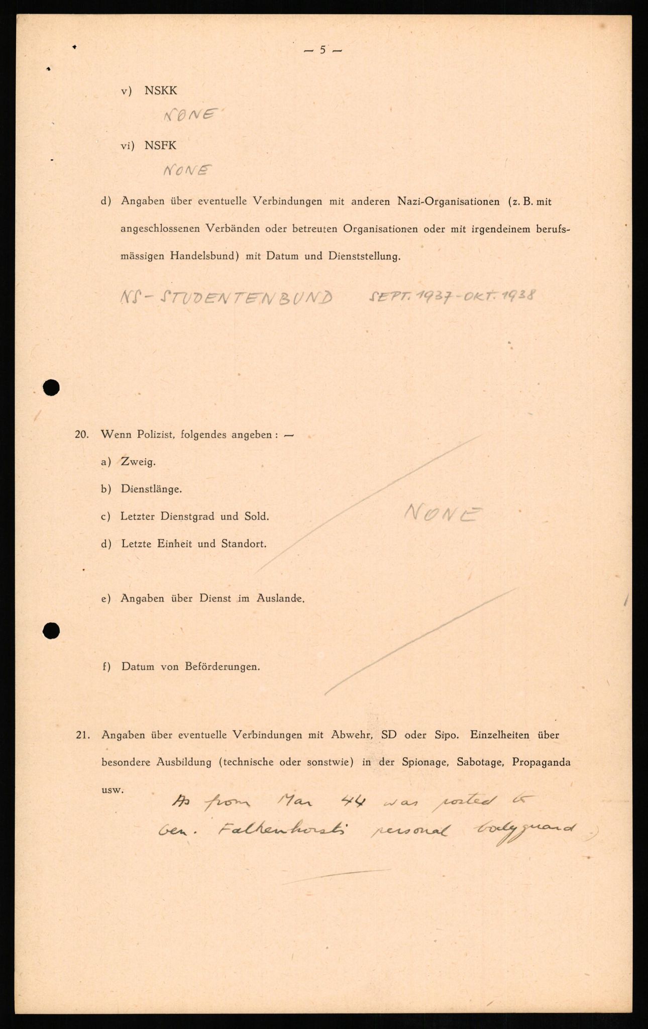 Forsvaret, Forsvarets overkommando II, AV/RA-RAFA-3915/D/Db/L0010: CI Questionaires. Tyske okkupasjonsstyrker i Norge. Tyskere., 1945-1946, p. 660