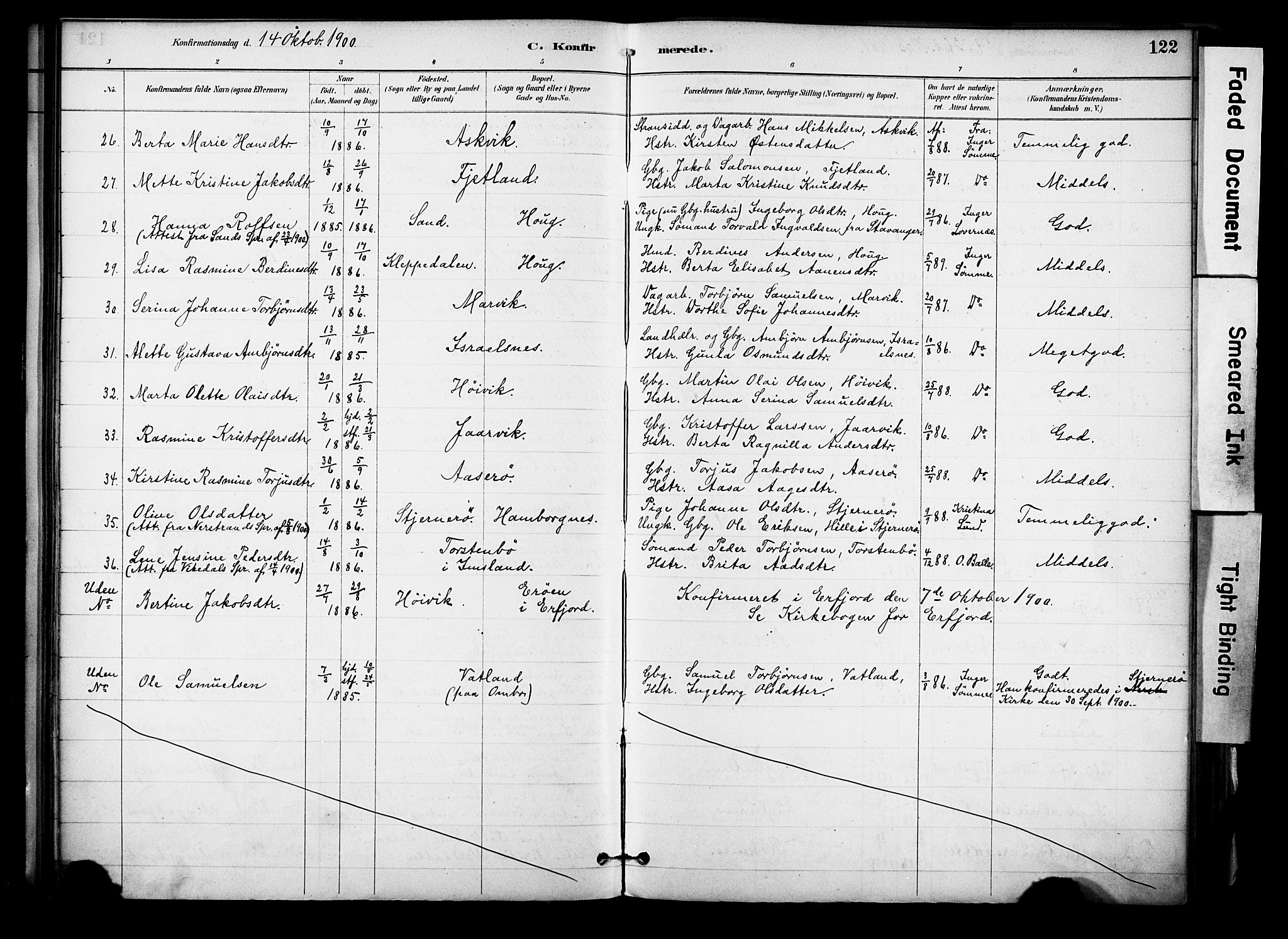 Jelsa sokneprestkontor, AV/SAST-A-101842/01/IV: Parish register (official) no. A 10, 1884-1906, p. 122