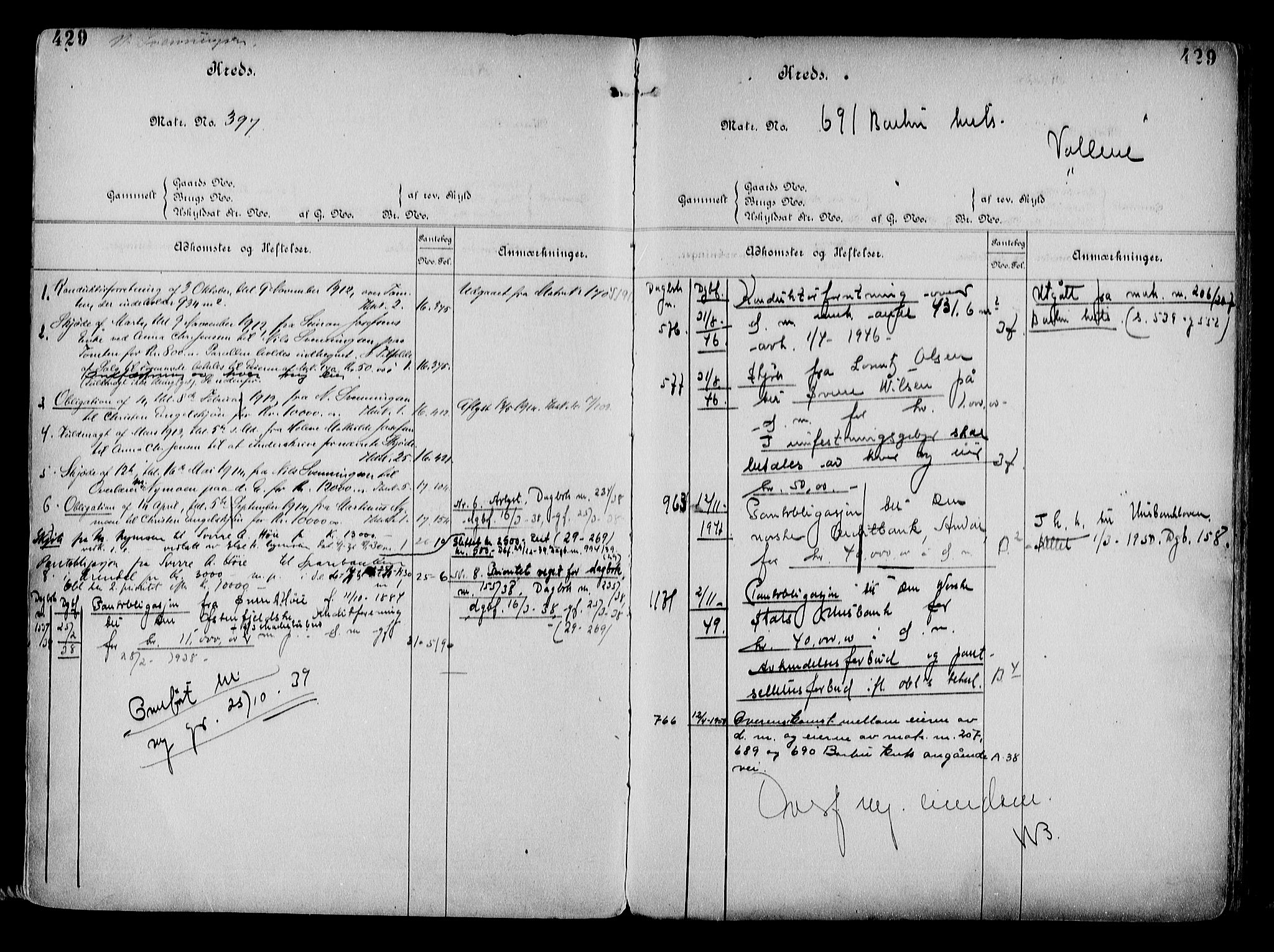 Arendal byfogd, AV/SAK-1222-0001/G/Ga/L0014: Mortgage register no. 12, 1865-1960, p. 429