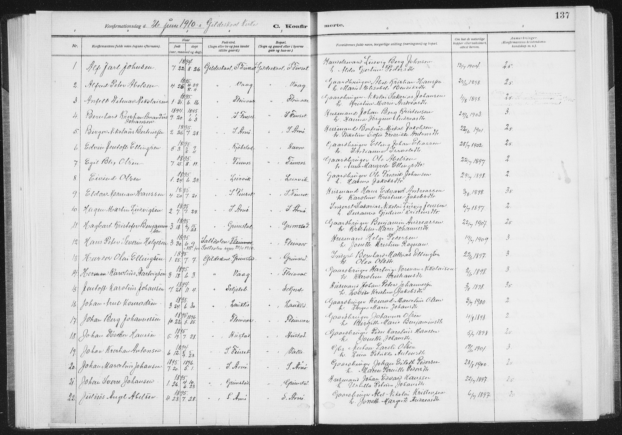 Ministerialprotokoller, klokkerbøker og fødselsregistre - Nordland, SAT/A-1459/805/L0104: Parish register (official) no. 805A09, 1909-1926, p. 137