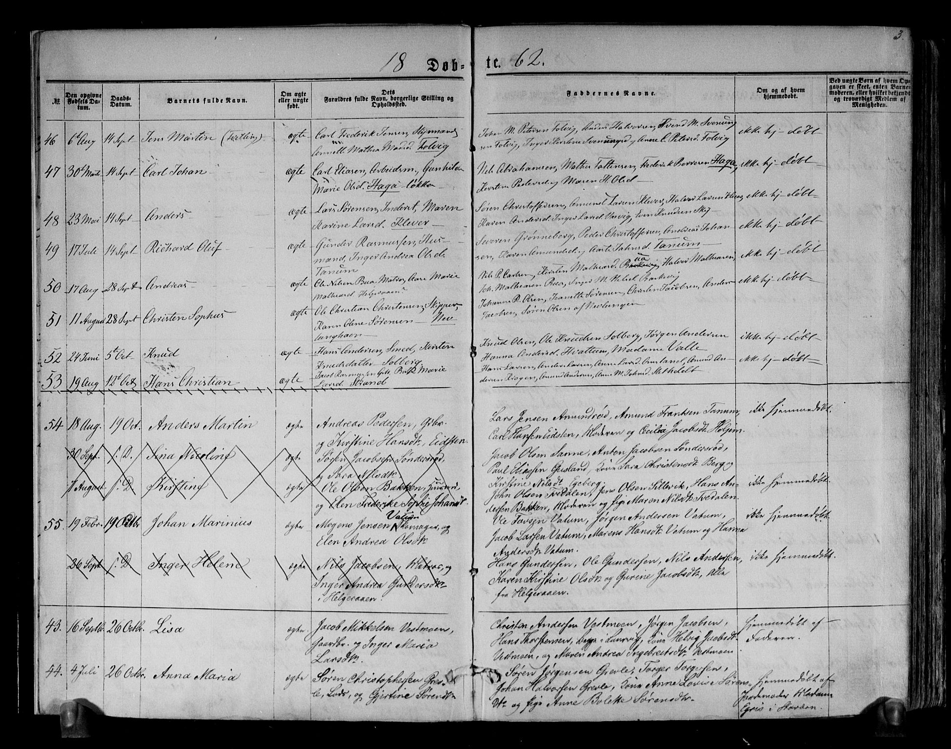 Brunlanes kirkebøker, AV/SAKO-A-342/F/Fa/L0005: Parish register (official) no. I 5, 1862-1877, p. 3