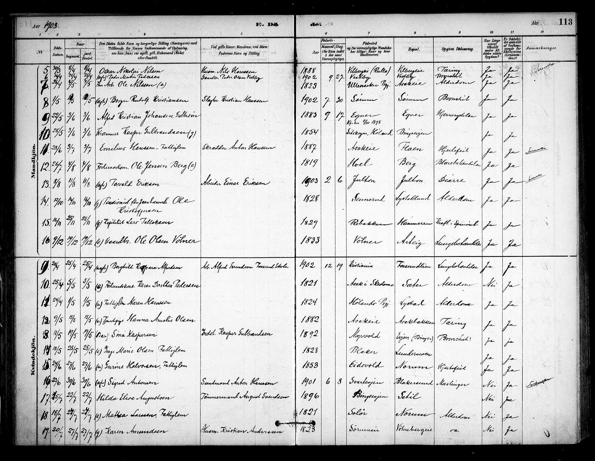 Sørum prestekontor Kirkebøker, SAO/A-10303/F/Fa/L0008: Parish register (official) no. I 8, 1878-1914, p. 113