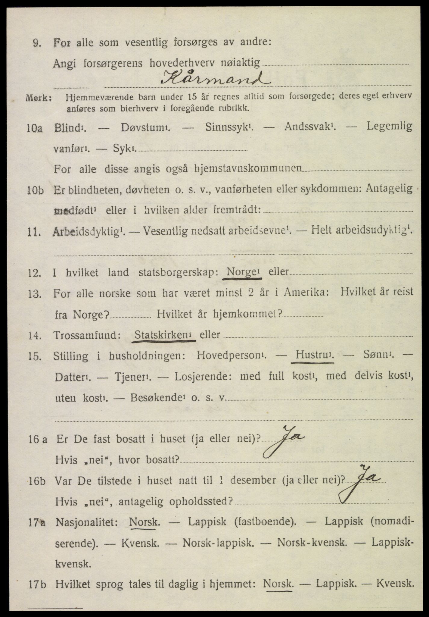 SAT, 1920 census for Snåsa, 1920, p. 1055