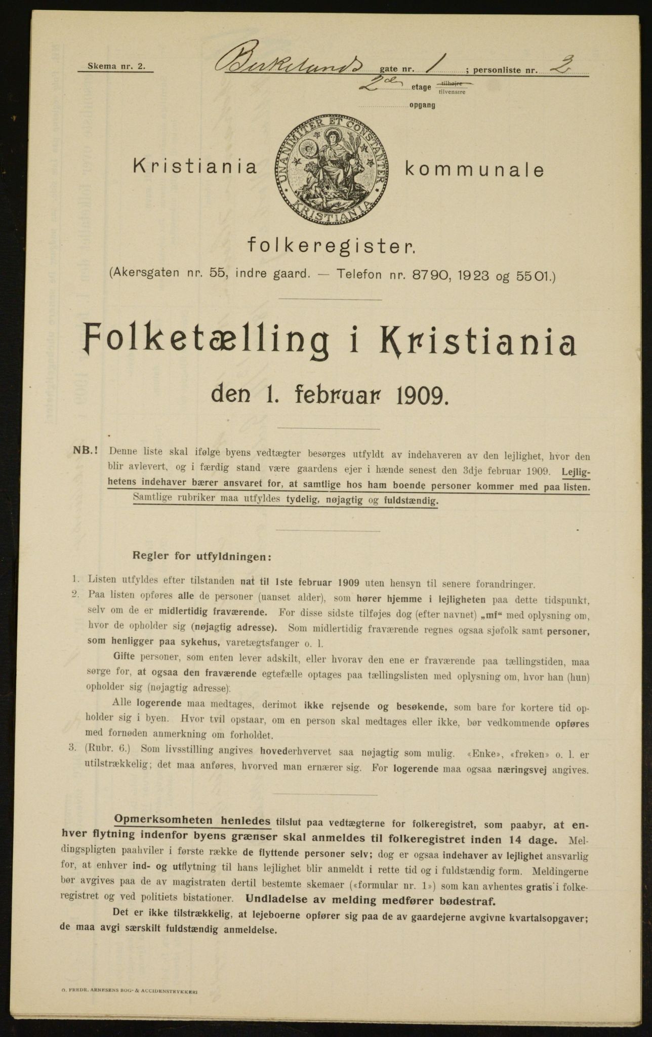 OBA, Municipal Census 1909 for Kristiania, 1909, p. 4935