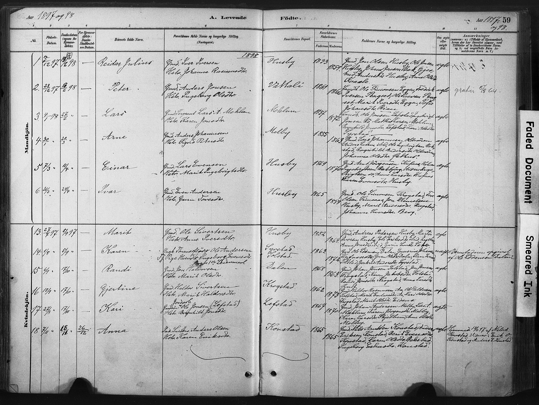 Ministerialprotokoller, klokkerbøker og fødselsregistre - Sør-Trøndelag, SAT/A-1456/667/L0795: Parish register (official) no. 667A03, 1879-1907, p. 59