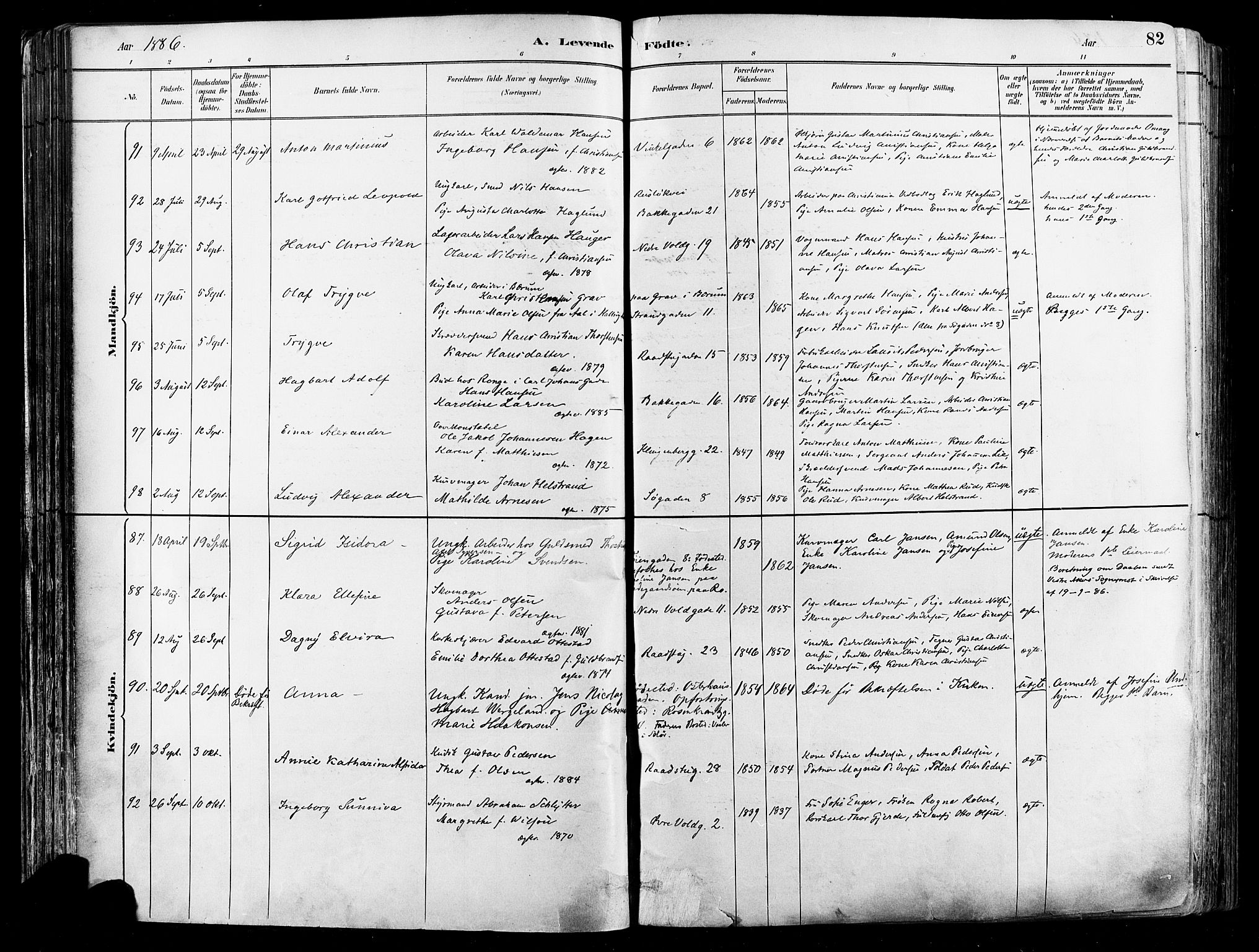 Johannes prestekontor Kirkebøker, AV/SAO-A-10852/F/Fa/L0003: Parish register (official) no. 3, 1882-1896, p. 82