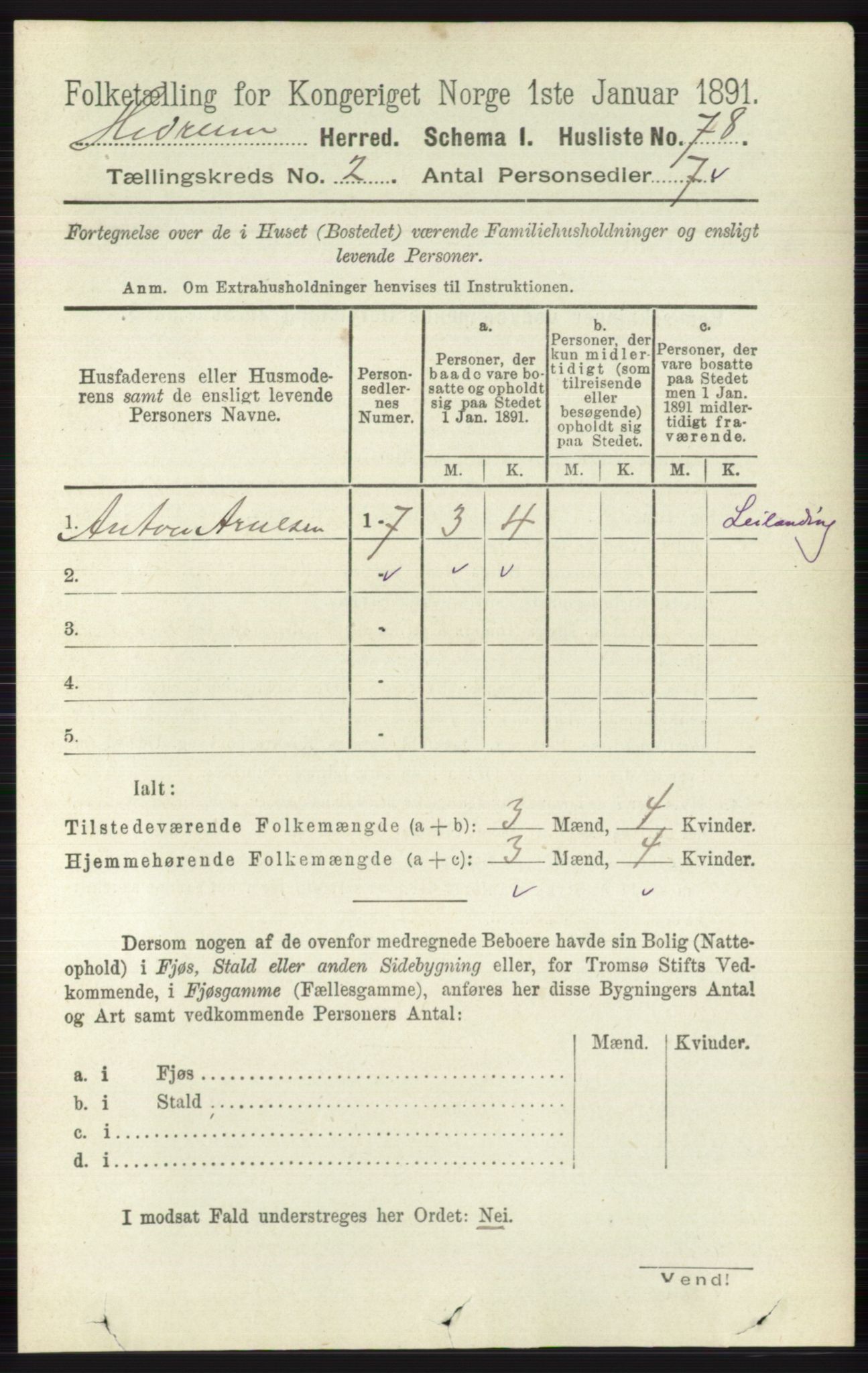 RA, 1891 census for 0727 Hedrum, 1891, p. 361