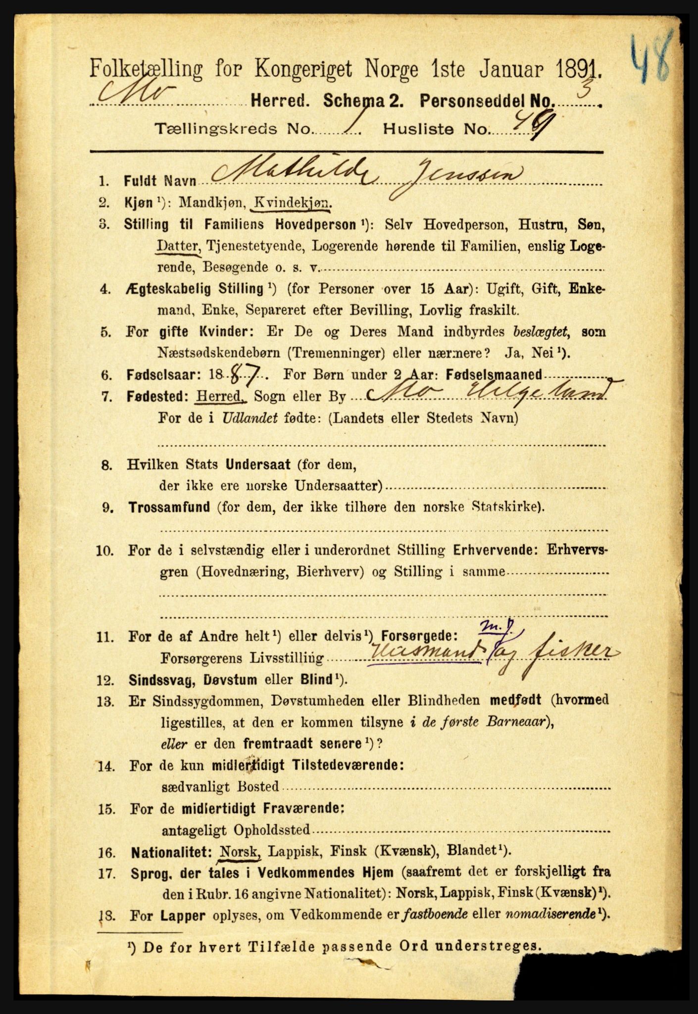 RA, 1891 census for 1833 Mo, 1891, p. 427